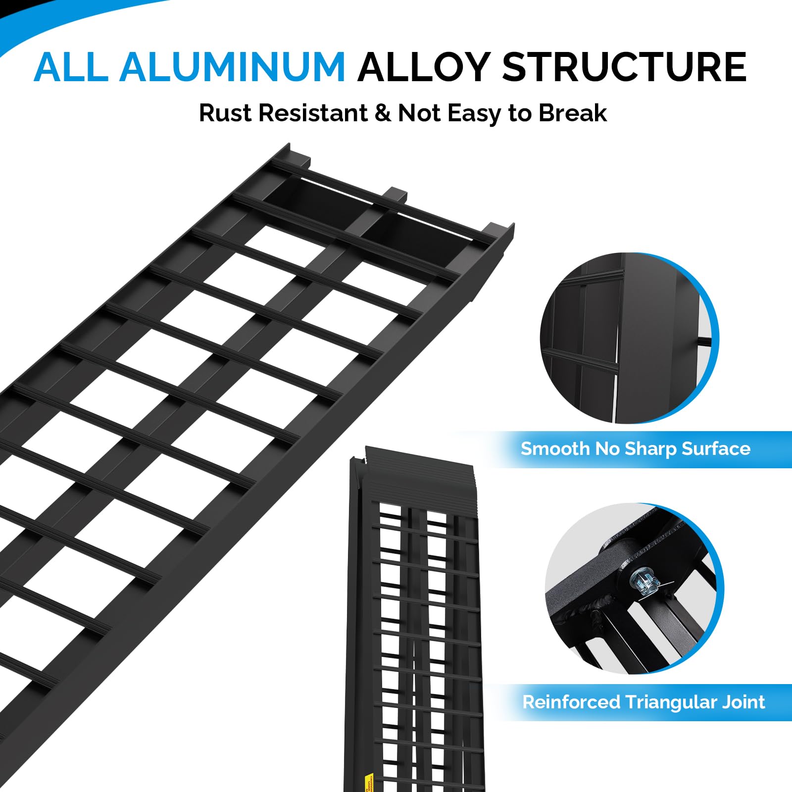 Tuffiom 10Ft Aluminum Truck Ramps 1200Lbs Capacity,2Pcs Folding Loading Atv Ramps For Pickup Trucks Bed, Trailer Ramp With Load