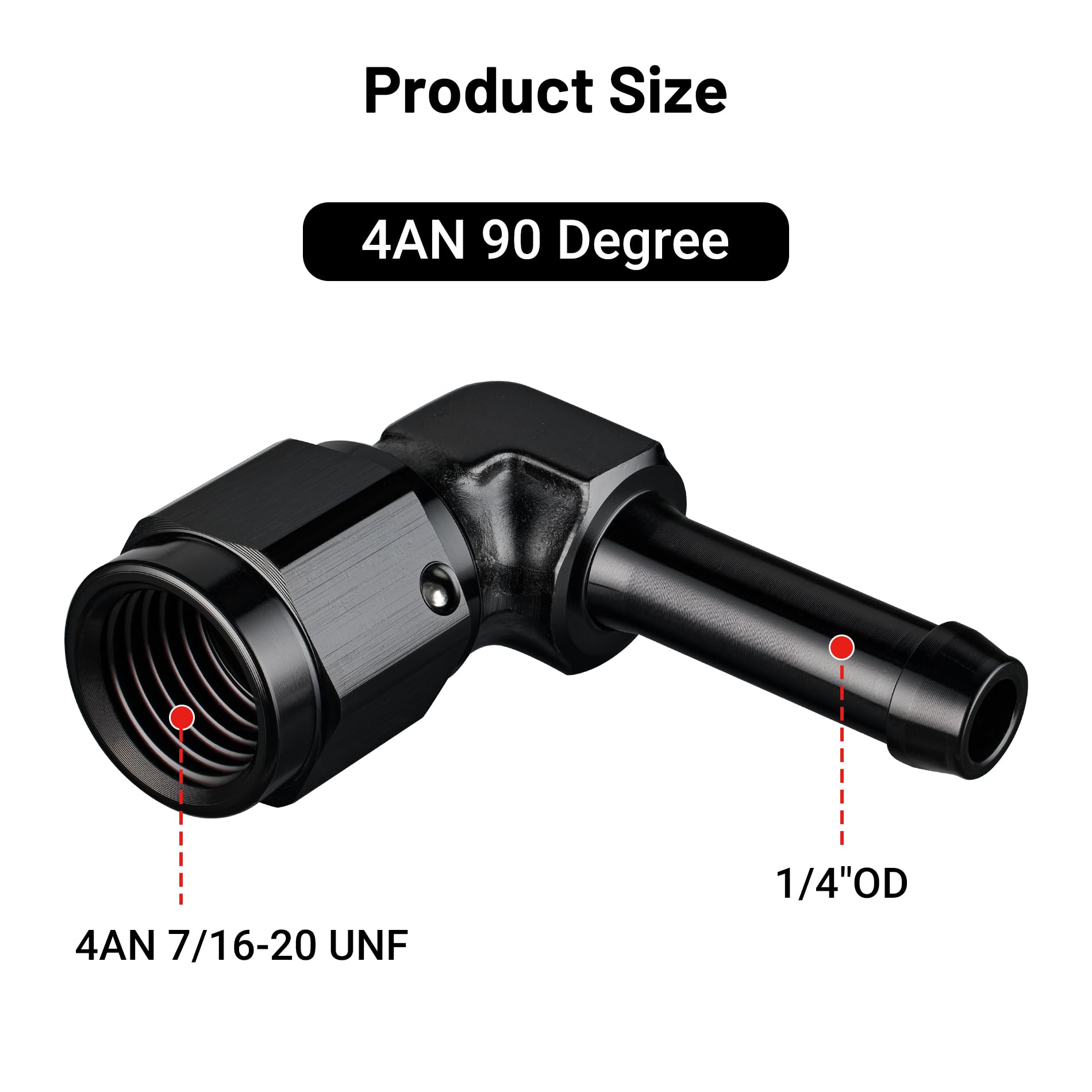 EVIL ENERGY 4AN Female to 1/4'' Barb Hose Fitting 90 Degree Swivel 2PCS