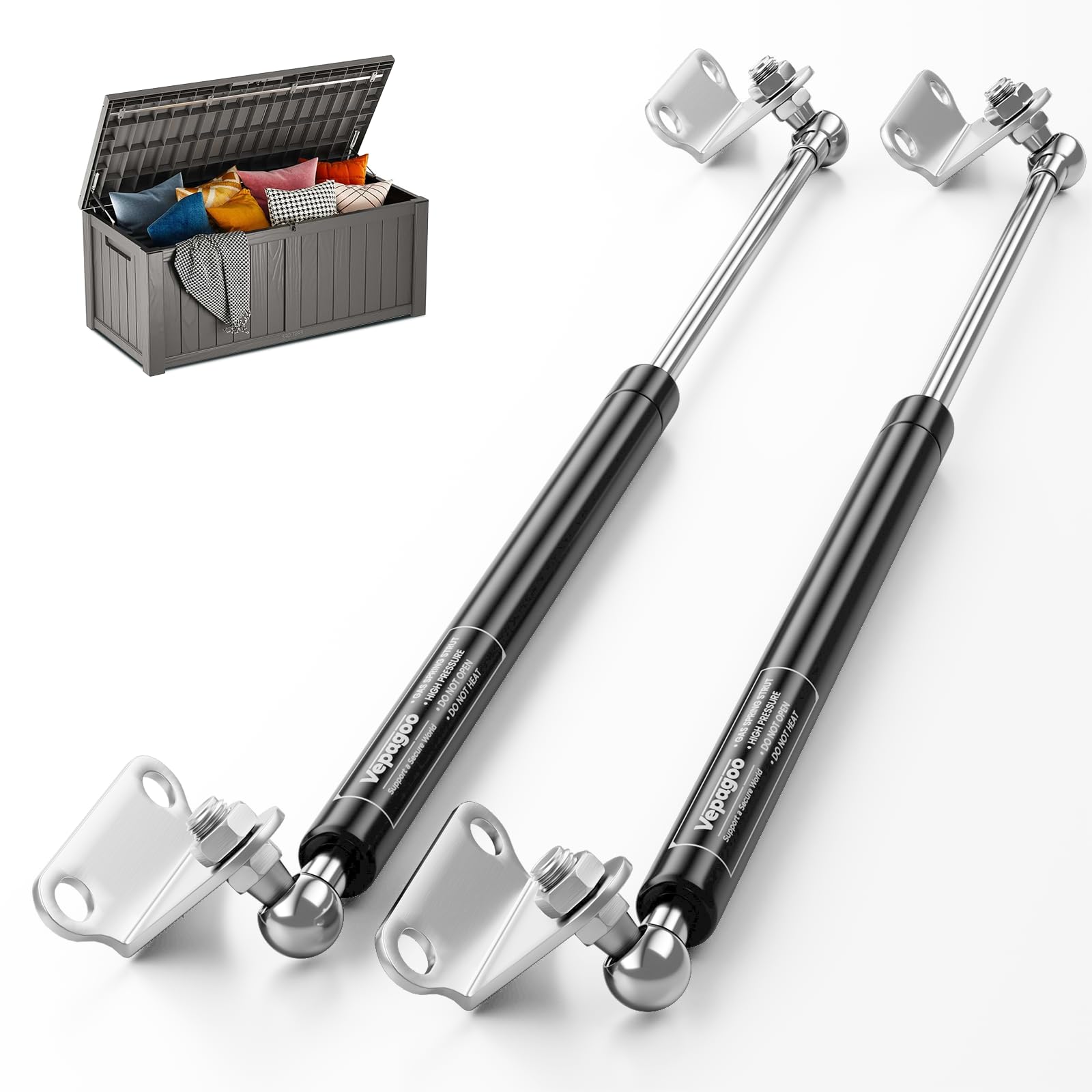 Vepagoo 13 Inch 22.5Lb/100N Gas Struts Shock With Mounting Brackets, Lift Supports For Toolbox Boat Hatch Cabinet Storage Box Co