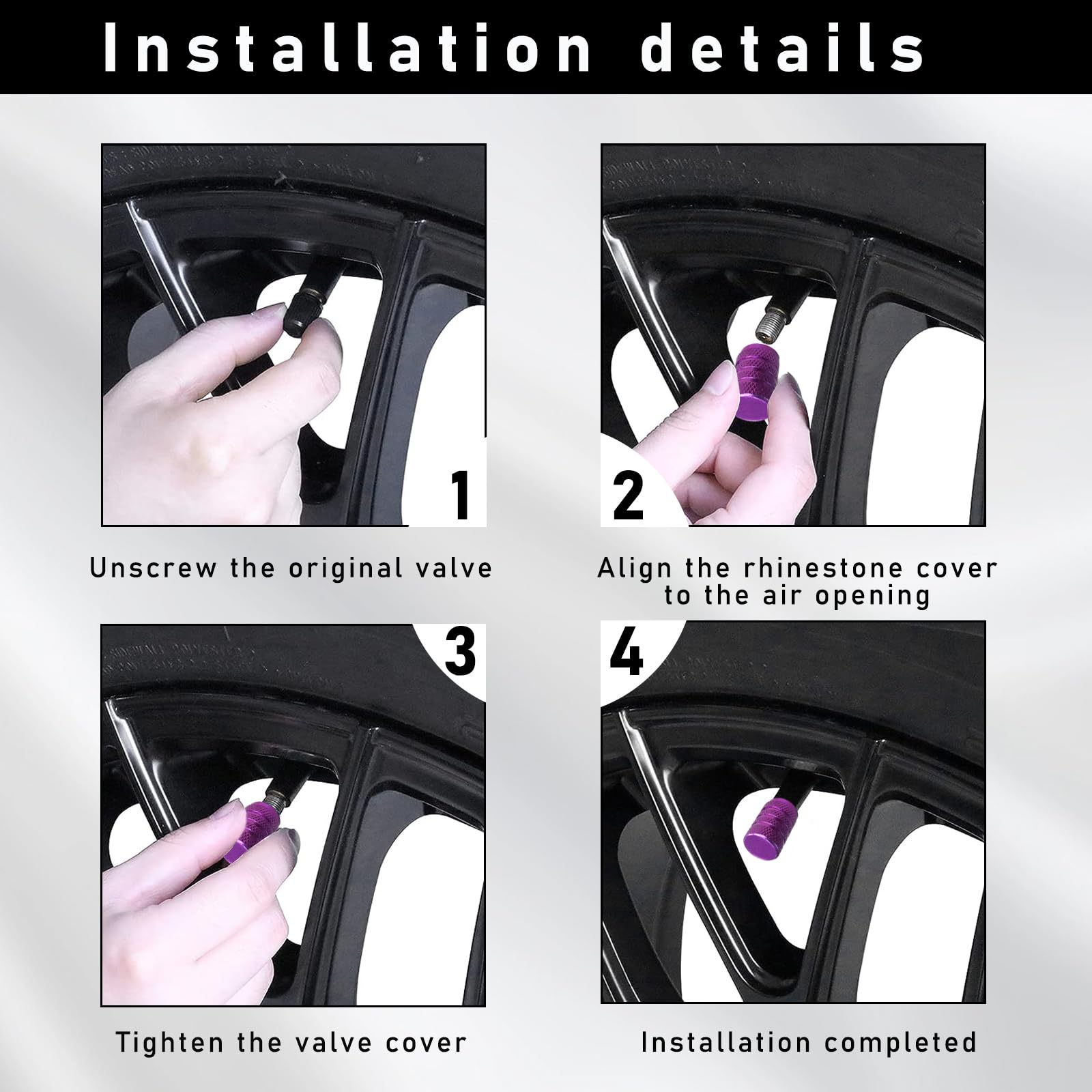 Ziciner 5 PCS Car Tire Valve Stem Caps, Aluminum Tire Air Cap Set, Dust Proof & Corrosion Resistant Stem Covers, Universal for C