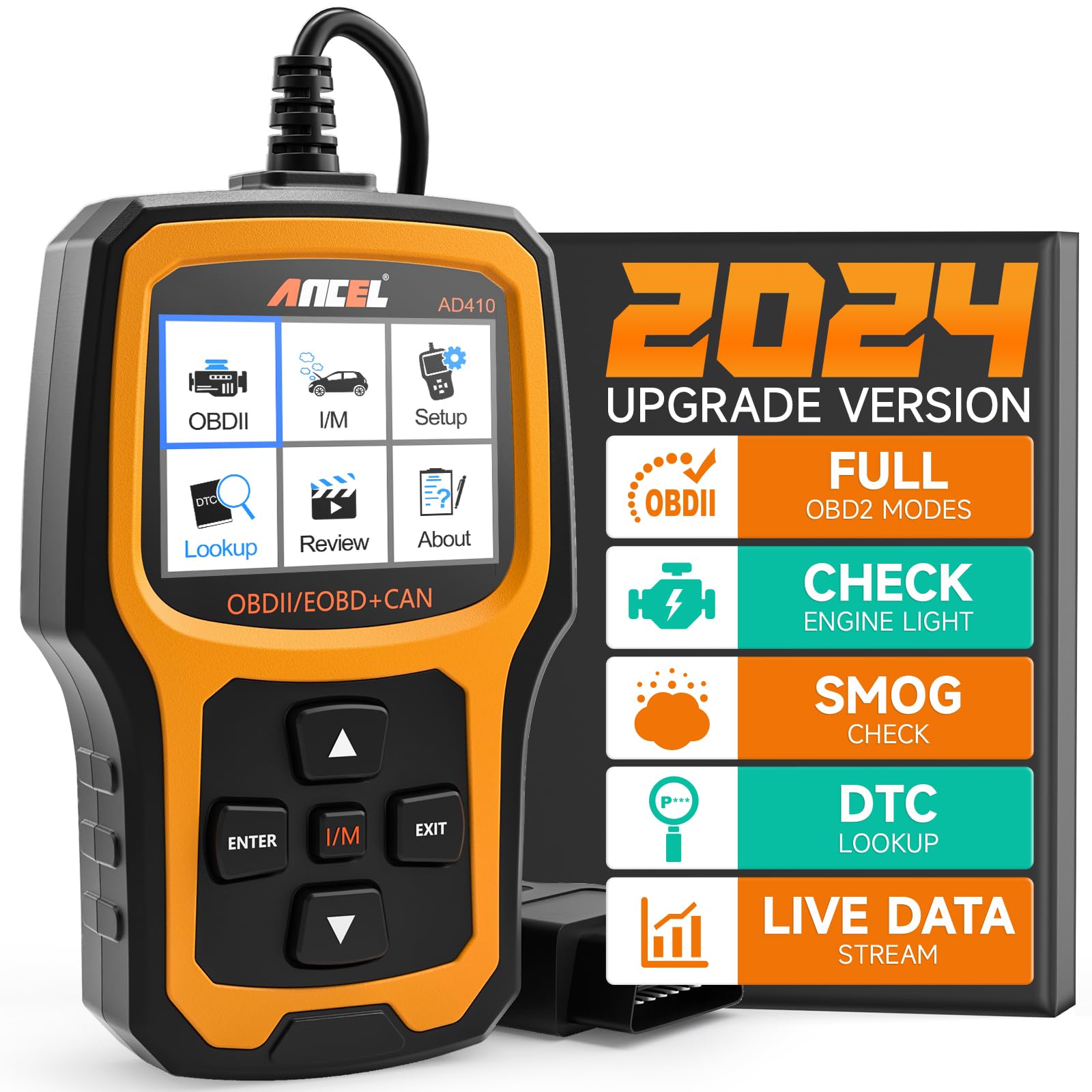 ANCEL AD410 Enhanced OBD2 Scanner Vehicle Code Reader Check Engine Light Fault Reader Diagnostic Scan Tool Automotive OBD II Sca
