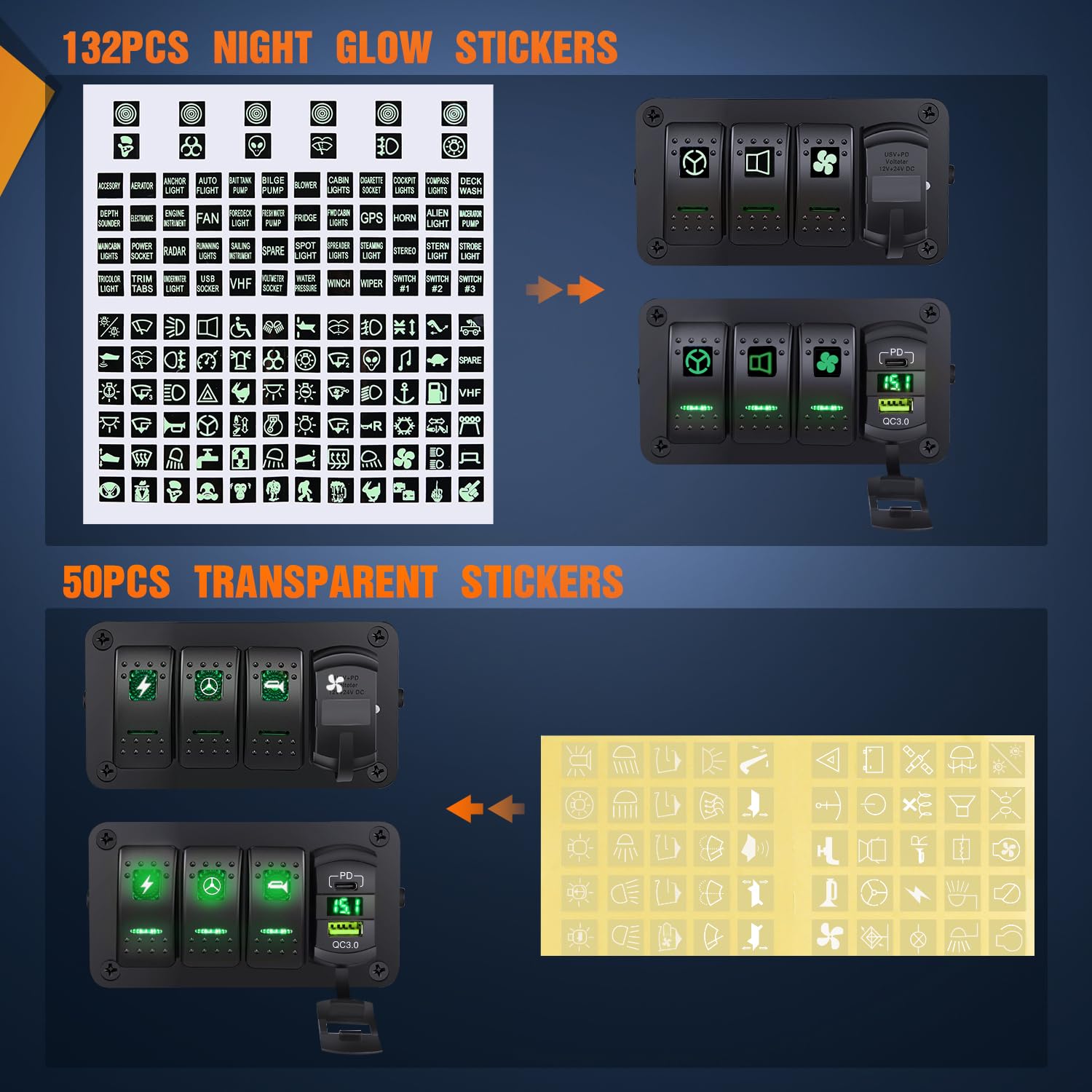 Nilight 3 Gang Rocker Switch Box 12V Spst On Off Toggle Switches Pd Type C And Qc Usb Charger Voltmeter Led Light Waterproof Alu