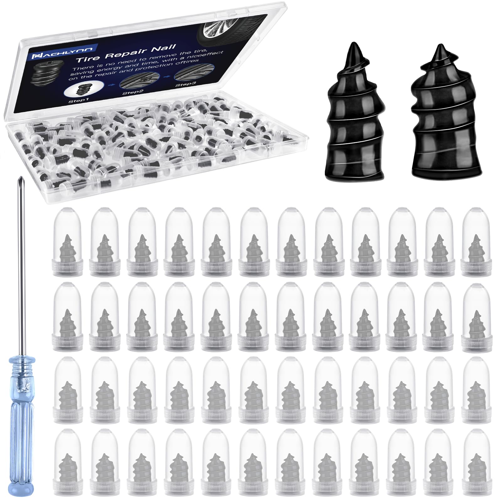 NACHLYNN 50 Pcs Tire Repair Nails Self-Tapping Screw Rubber Screw Tool Self-Service Tire Repair Nai for Car Motorcycle Truck
