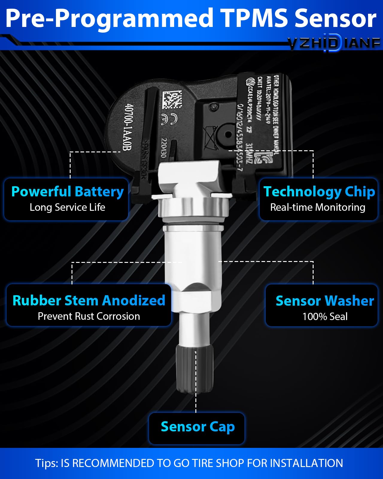 Yzhidianf Pre-Programed Tire Pressure Sensor Fit For:-Infiniti G35 Qx4 Qx56 For:-Nissan Altima Cube Maxima Pathfinder Rogue Vers