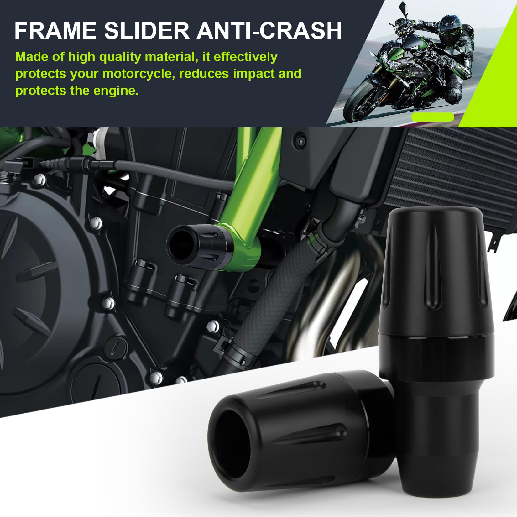 PSLER Motorcycle Frame Sliders - Falling Crash Protector Guards No Cut Kits Black for FZ07 FZ-07 2014-2017,for MT07 MT-07 2018-2