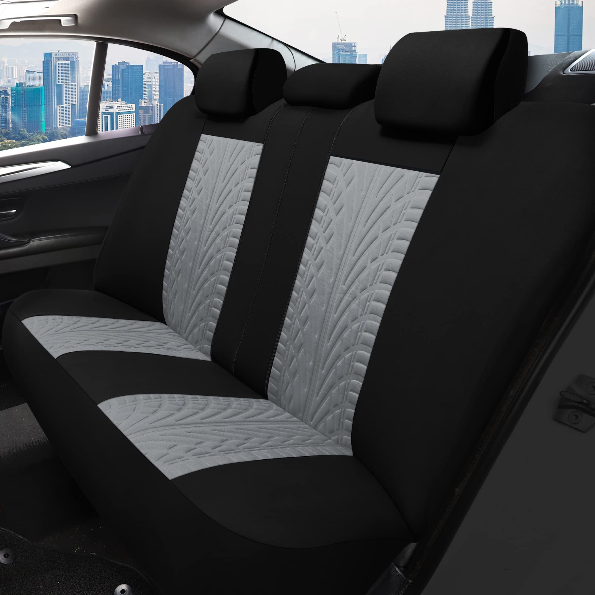 Pariitadin Car Seat Covers Full Set, Washable And Breathable Premium Cloth Automotive Vehicle Seat Cover For Car Interior, Universal Fit For Most Cars, Sedan, Truck, Suv(Black/Gray)