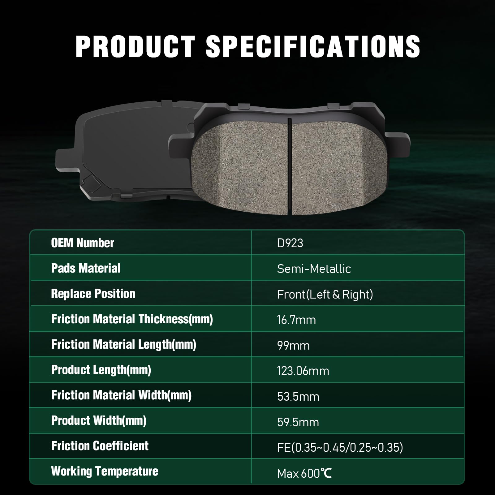 Automuto D923 Ceramic Brake Pads Kits, Front 4Pcs Brake Pads Set Fit For 2003-2008 For Pontiac Vibe,2003-2008 For Toyota Corolla