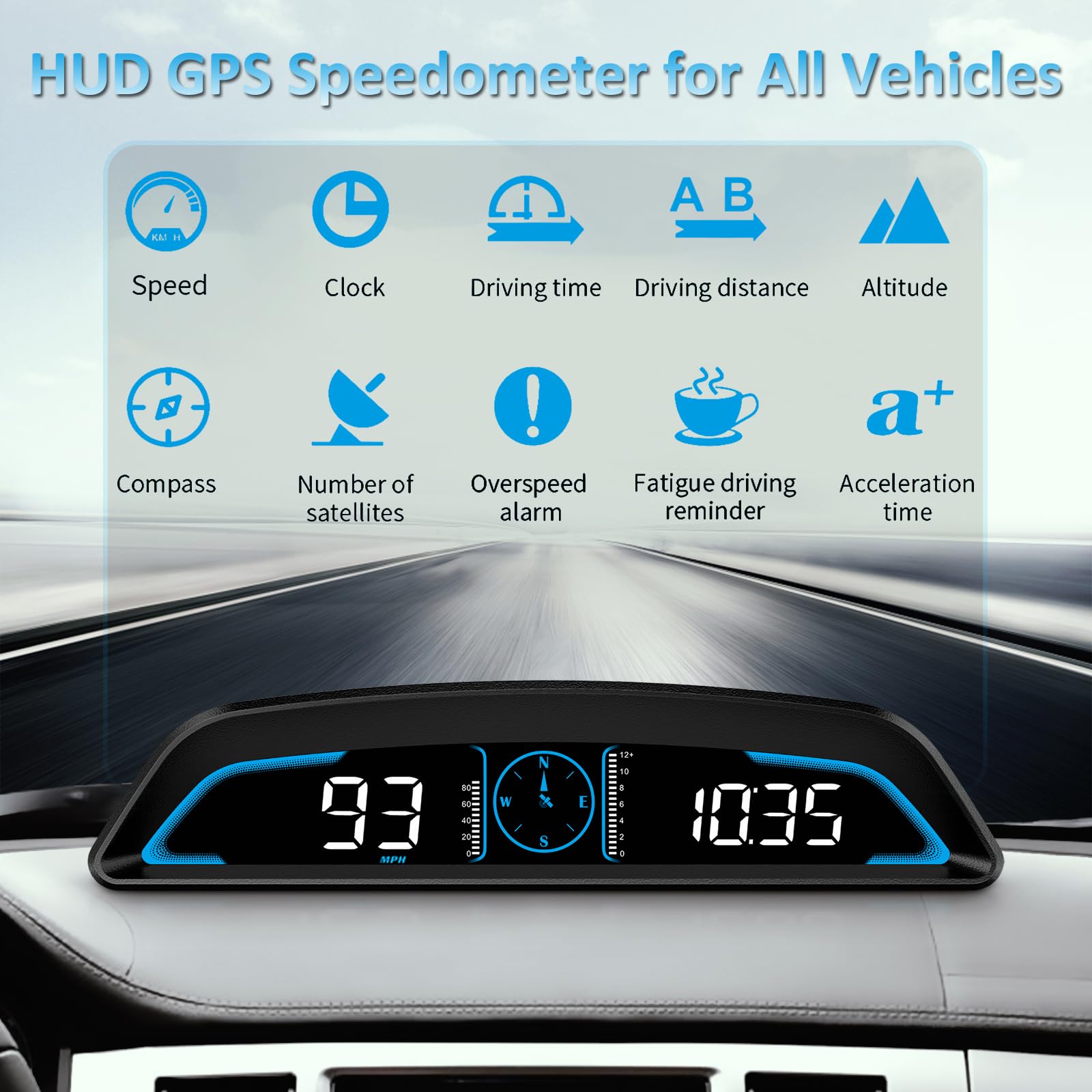 Sinotrack Digital Gps Speedometer Universal Heads Up Display For Car 5.5 Inch Large Lcd Display Hud With Mph Speed Fatigued Driv