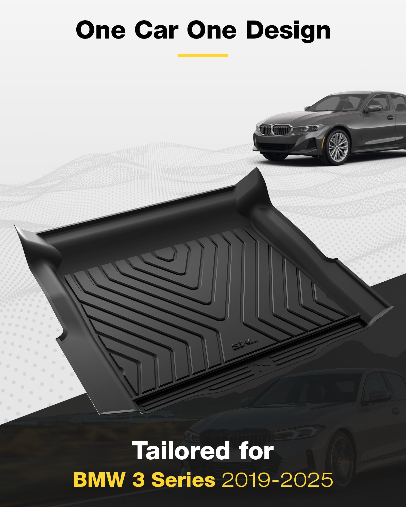 3W Floor Mats & Cargo Liner Custom Fit for 2019-2024 2025 G20 BMW 3 Series 330i 330e Sedan, TPE All Weather Floor Liner for BMW