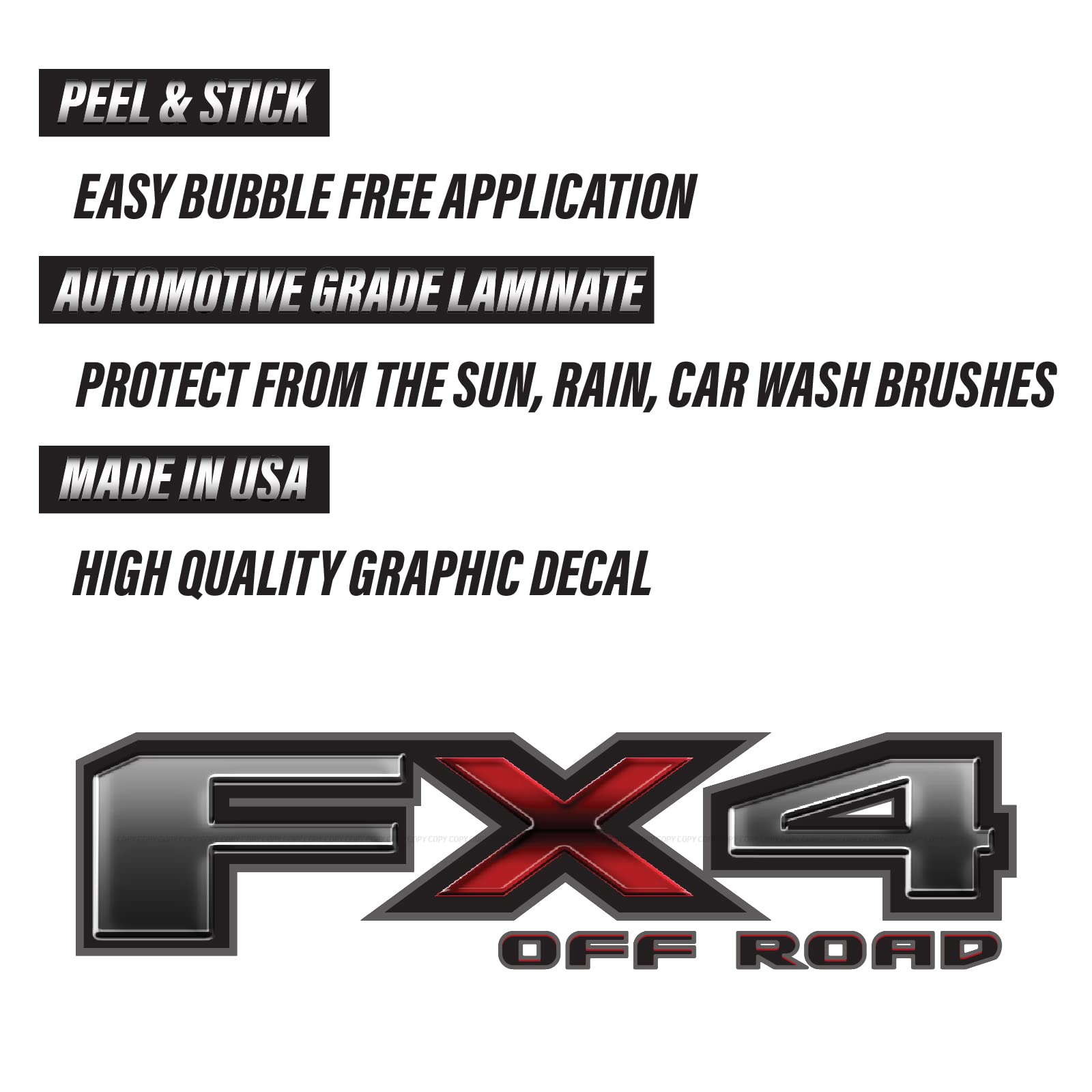 Fx4 Off Road Decal Replacement Sticker F 150 Bedside Emblem For 4X4 Truck Super Duty (Fx4 Off Road Decal Metallic)