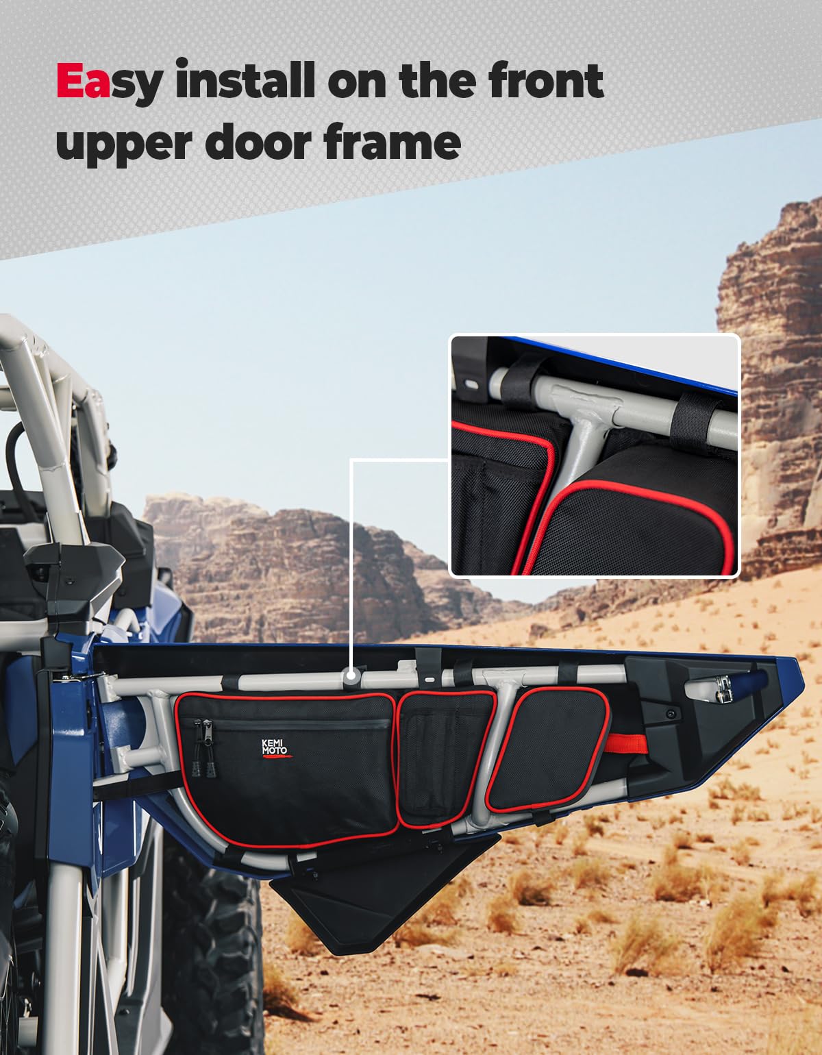 KEMIMOTO X3 Door Bags, Compatible with Can Am Maverick X3 and MAX models 2017-2025, with Cup Holder and Removable Knee Pads Door