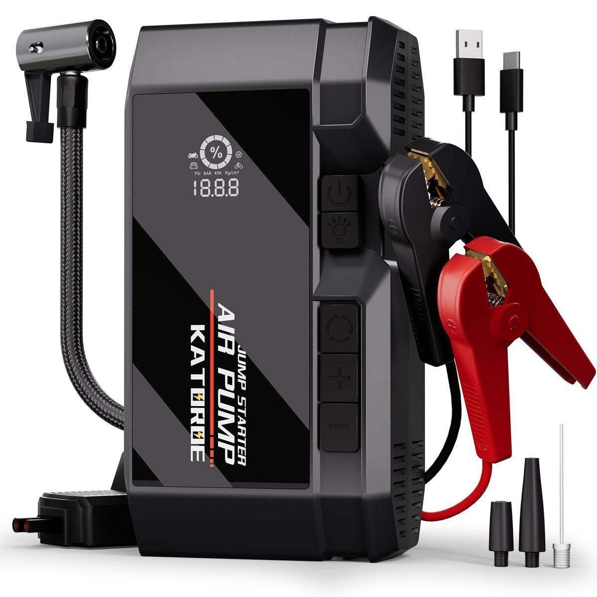Car Jump Starter With Air Compressor, 4500A 150 Psi Portable Jump Starter Battery Pack (10.0L Gas/8.0L Diesel), 12V Jump Box Car