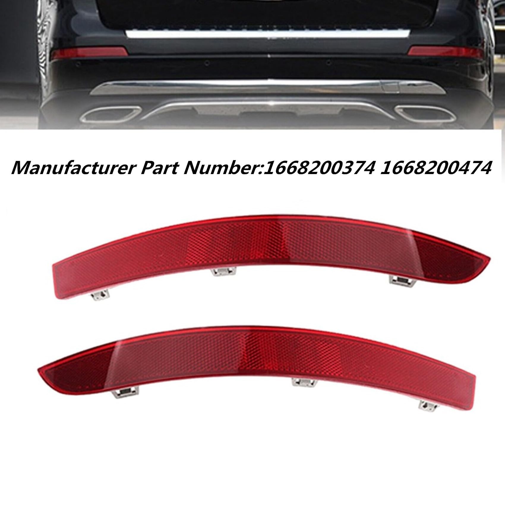Priprilod 1 Pair Rear Bumper Reflector Compatible With Mercedes Benz Gls450 2017-2019 X166 Gl350 Gl450 Gl500 Gl550 Gl63 Amg 2013
