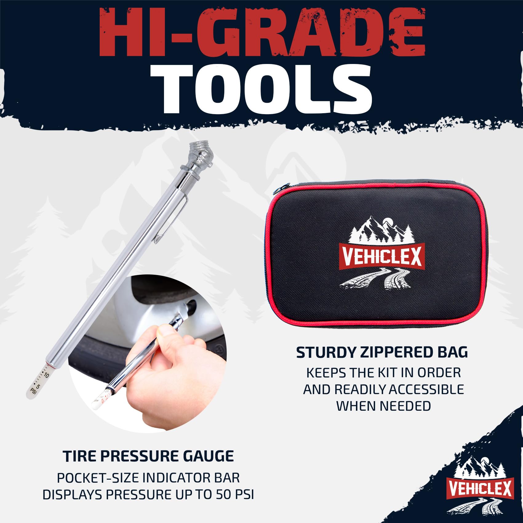 Vehiclex Tire Repair Kit For Plug And Patch With Aluminum Handled Tools - Emergency Kit With Pliers In Zippered Bag For Car, Mot