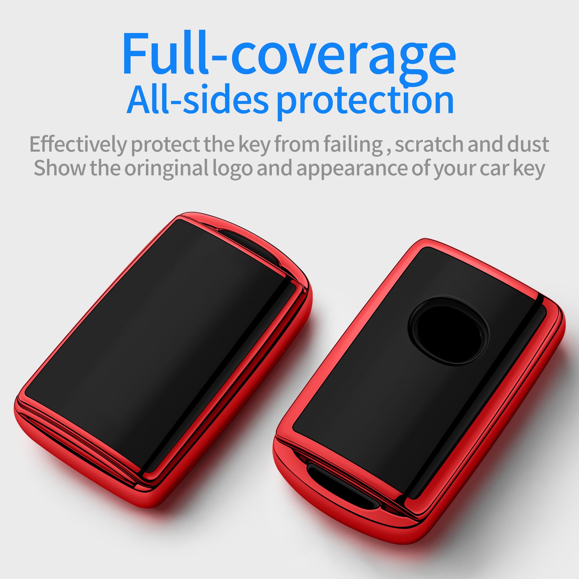 Tukellen For Mazda Key Fob Cover 360 Degree Full Protection Key Case Key Shell Compatible With 2019-2024 Mazda 3, Mazda 3 Hatchback, 2020-2024 Mazda Cx-5, Cx-30, Cx-9-Red