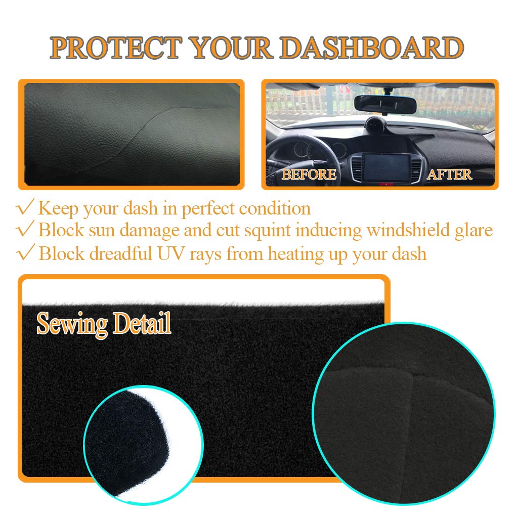 Yiz Dashboard Cover Dash Cover Mat Pad Custom Fit For Dodge Ram 1500 2500 3500 1998 1999 2000 2001 (Ram 98-01, Black)