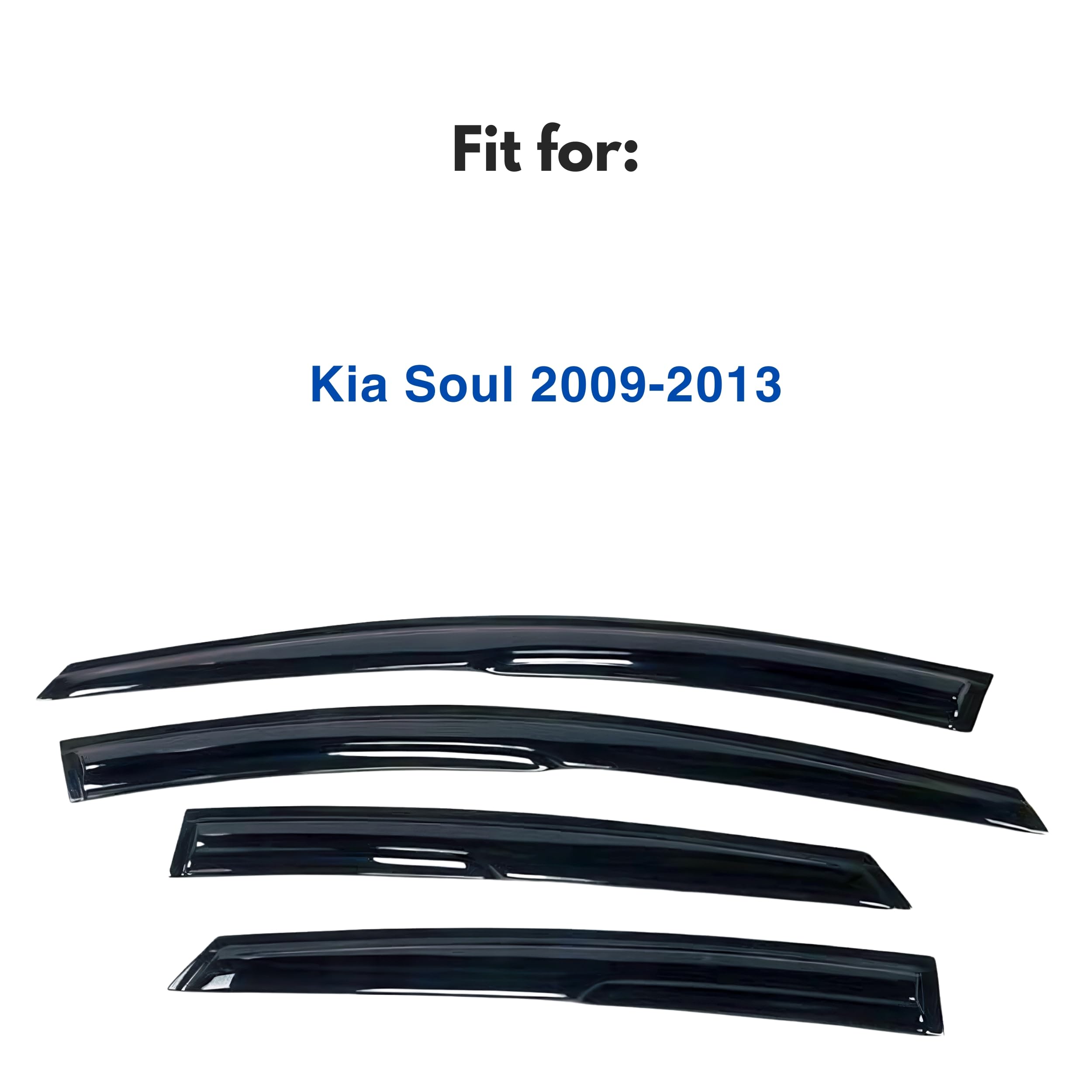 Ig Window Visor For Kia Soul 2009-2013, Rain Guard Tape-On Extra Durable Sun Wind Side Vent Window Deflector Mugen Style, 2009 2