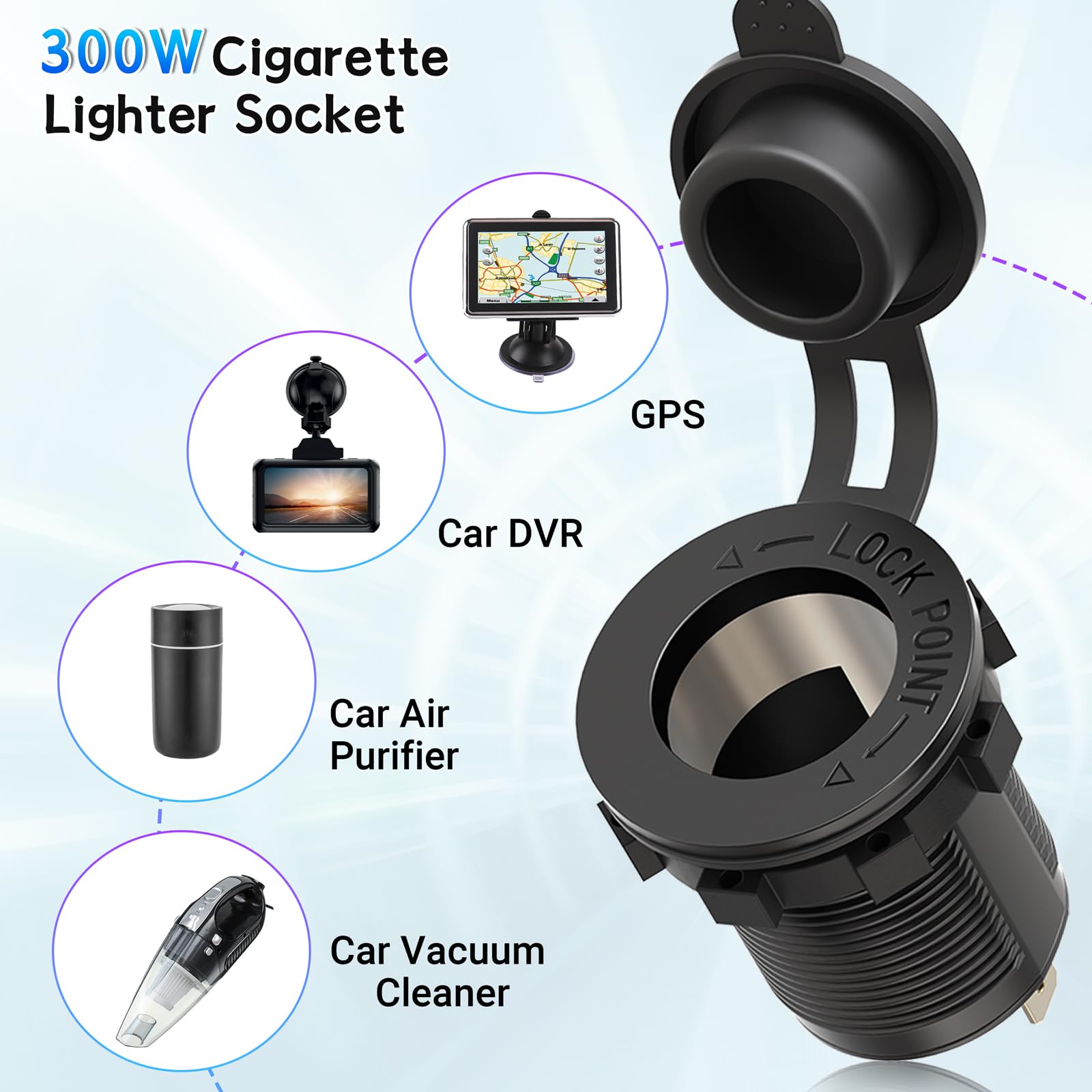 Cigarette Lighter Socket Qidoe 12V Splitter Panel 78W 12V Usb Outlet Dual Usb C Pd&Qc3.0 Car Charger Socket On/Off Switch Waterp