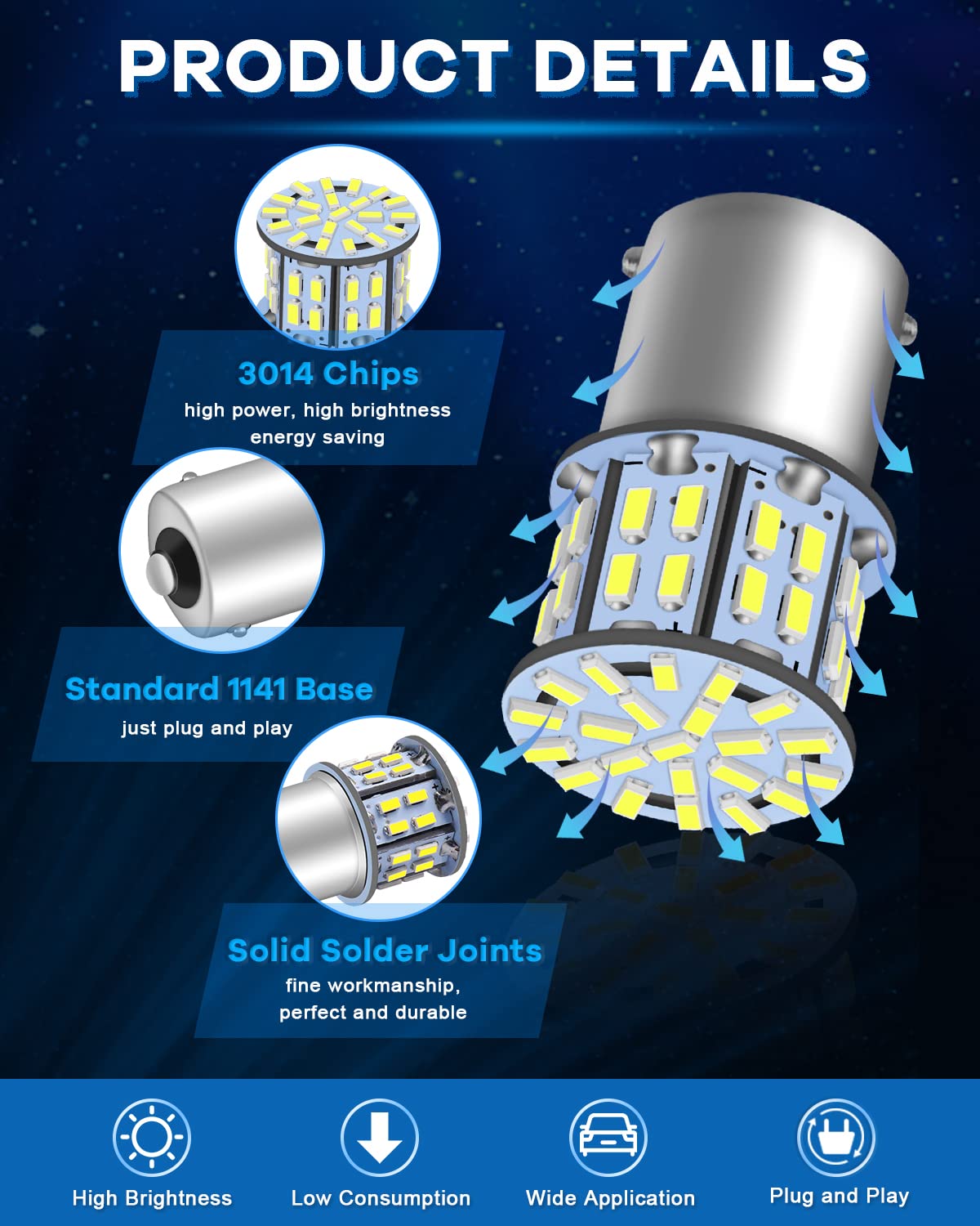 Alopee 12 Pack 1156 LED Bulb White Super Bright 1141 LED Bulbs RV 1156 Bulb DC 12V RV Lights Interior Replacement for 1003 5007