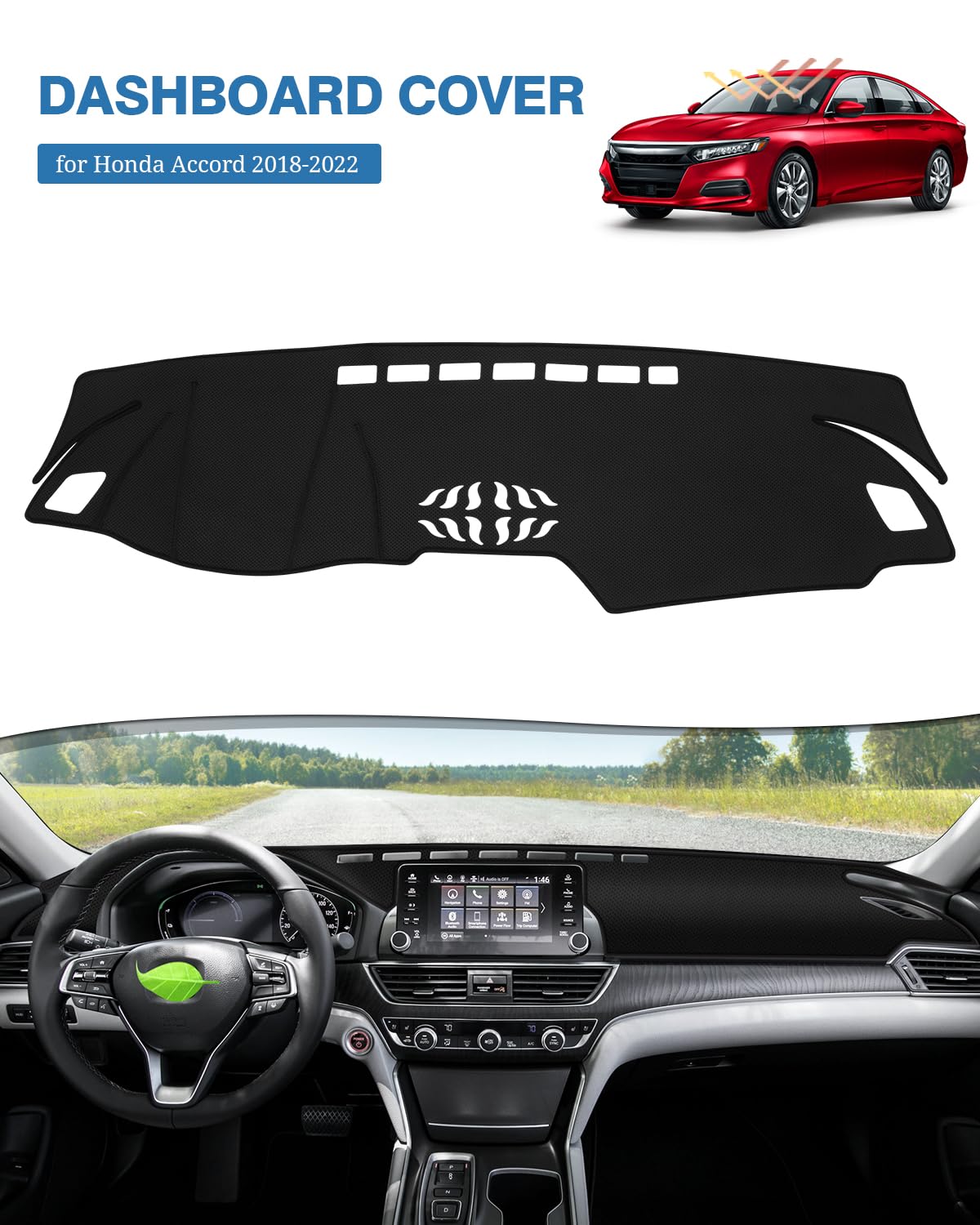 Fiilines Dash Cover Fit For Honda Accord 2018 2019 2020 2021 2022 Dashboard Cover Accord Accessories Dashboard Mat Sunshade Nons