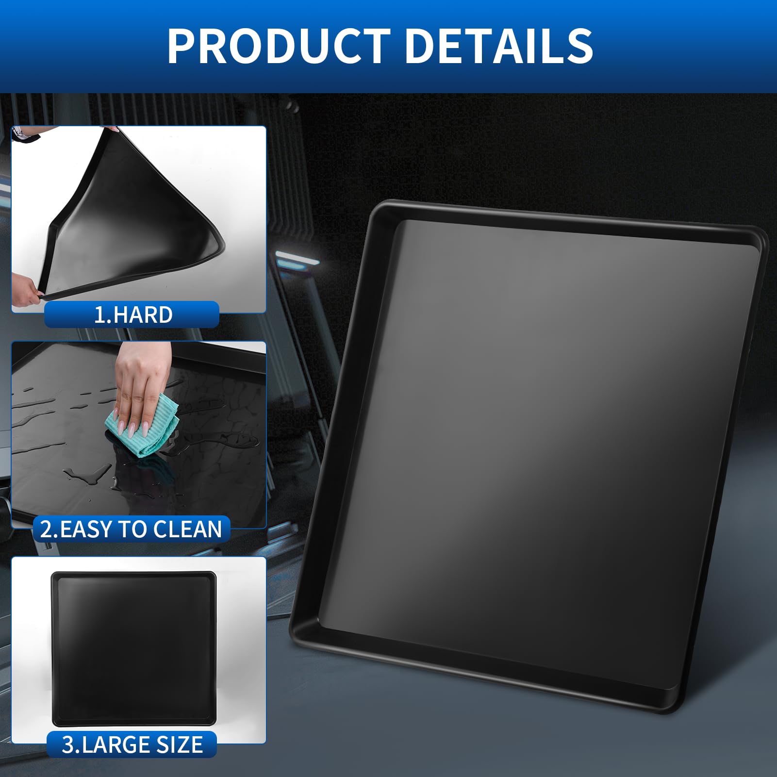 Teodute 22.8'' x 21.6'' Oil Drain Pan,Drip Tray Oil Drip Pan for Under Car Plastic Oil Tray- Leak Proof Mini Fridge Drip Pan,Oil