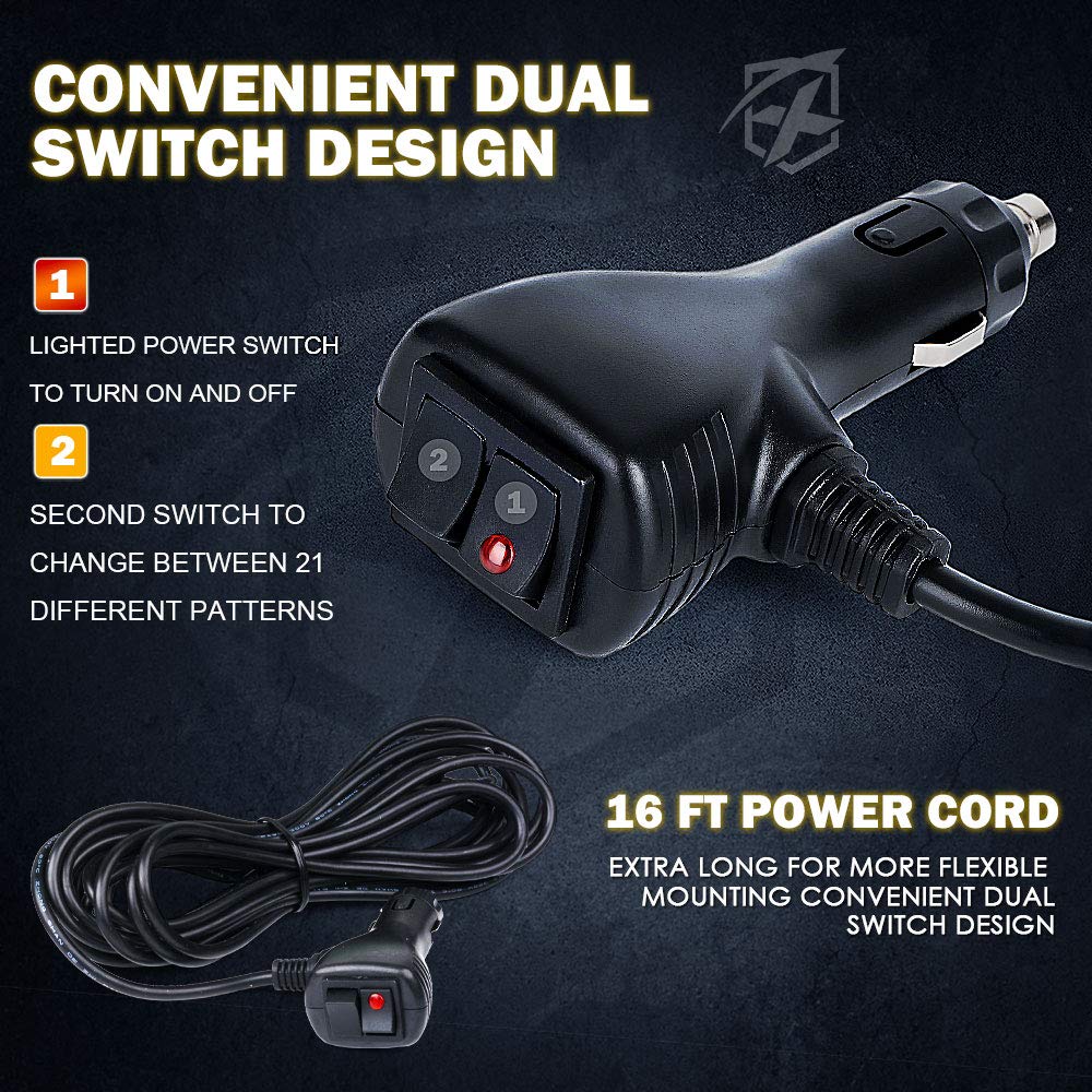 Xprite Red Blue Cob Led Strobe Rooftop Flashing Light Bar Double Side Hazard Warning Beacon Police Lights W/Magnetic Base For Emergency Safety Vehicles Trucks Firefighter Traffic Cars