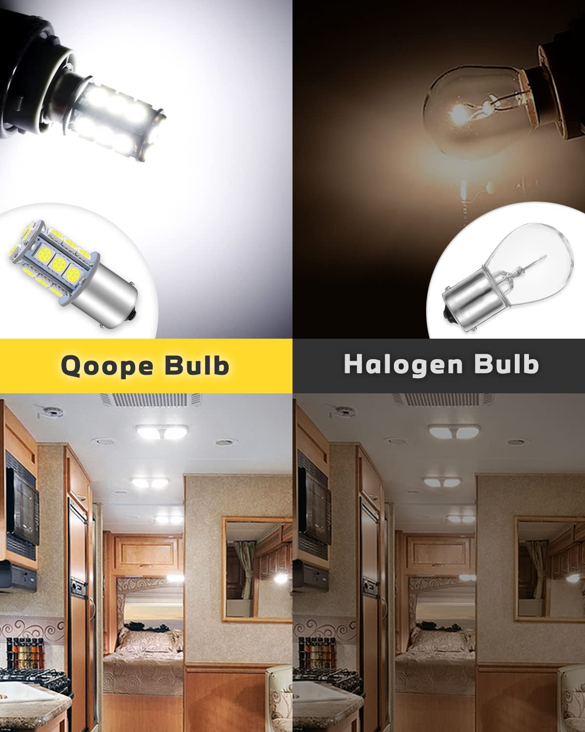Qoope 1156 Led Bulb White Super Bright 1141 7506 1003 1073 Led Bulbs Rv Light Bulbs Replacement 5050 18Smd For 12V Rv Camper Tra