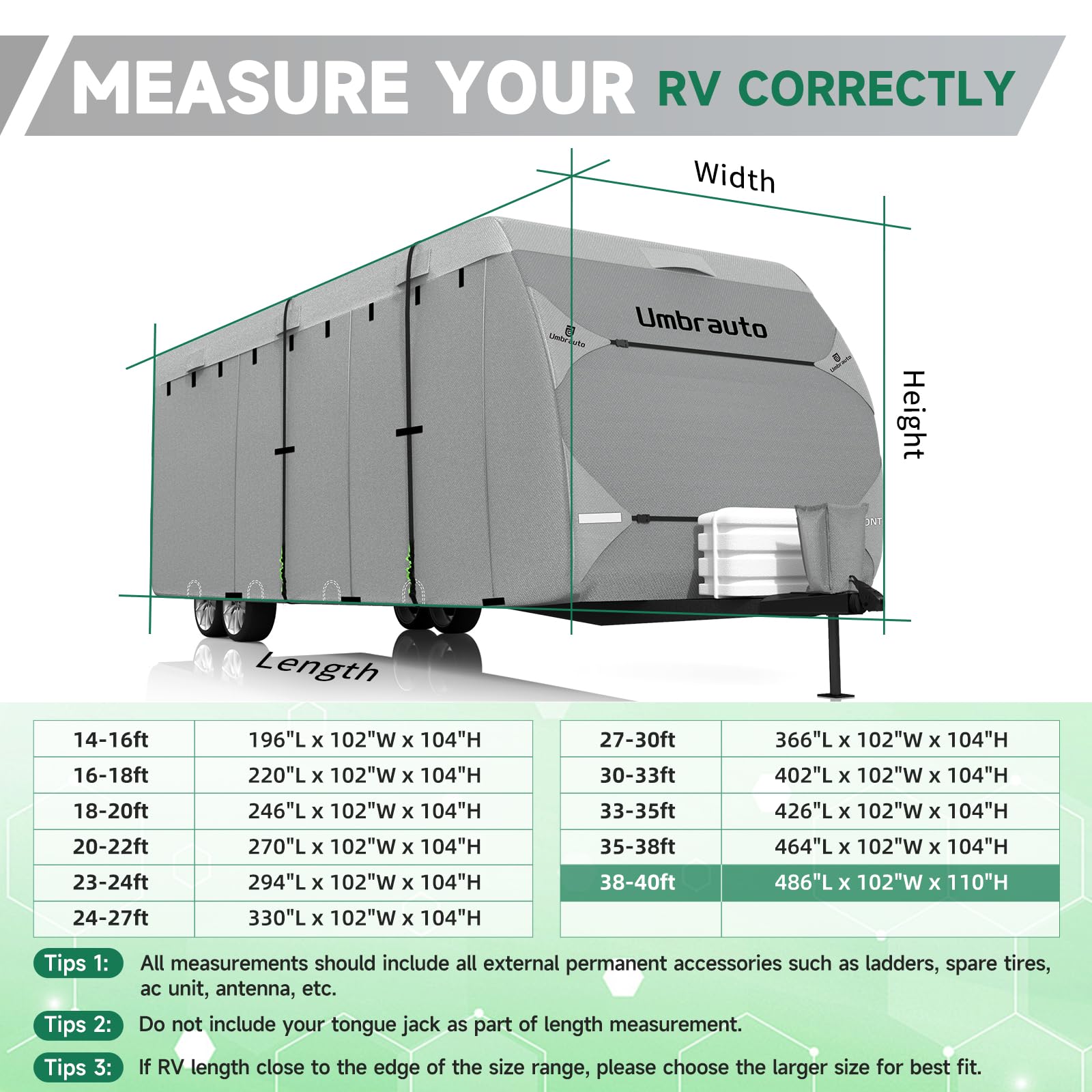Umbrauto Rv Cover Fits 22-24Ft Travel Trailer: Lightweight, Waterproof Camper Cover For Toy Hauler, Winter Campsite, With Gutter