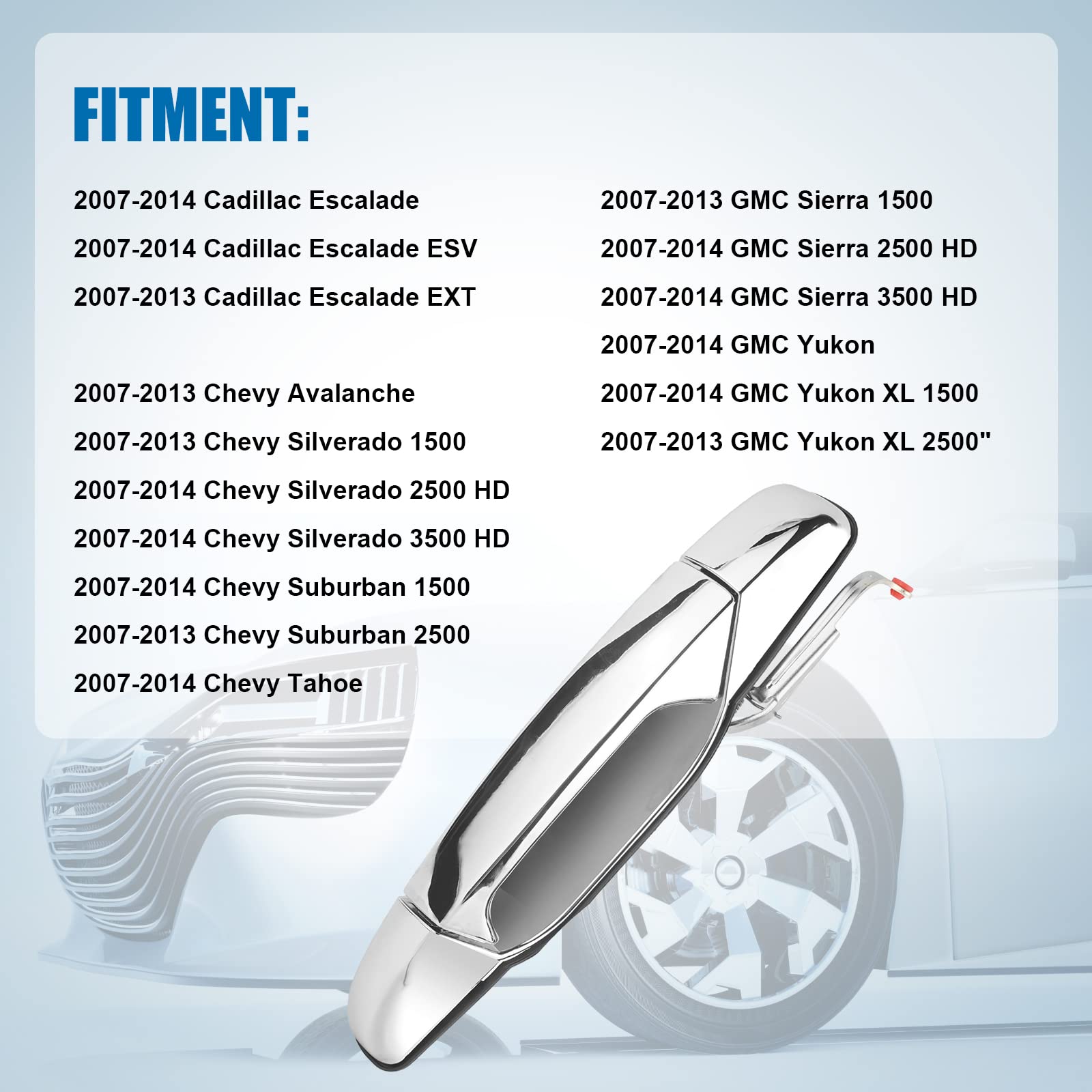 Exterior Door Handle Rear Driver Side Replacement For 2007 2008 2009 2010 2011 2012 2013 2014 Cadillac Escalade Chevy Avalanche Silverado Suburban Tahoe Gmc Sierra Yukon Pickup Truck Suv, 15915659