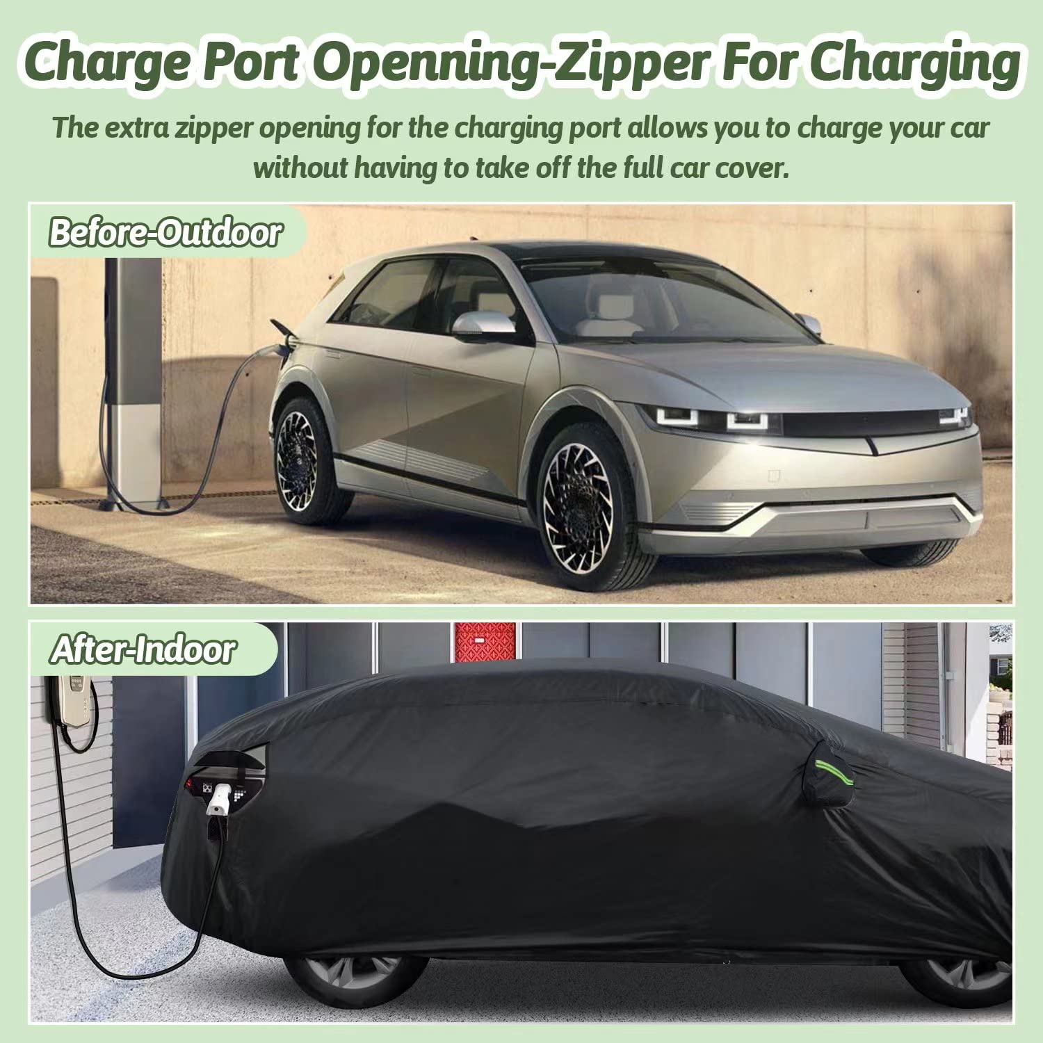 Car Cover for 2022-2025 Hyundai Ioniq 5, Waterproof All Weather Rain Sun UV Protection Heavy Duty Full Car Cover with Charge Por