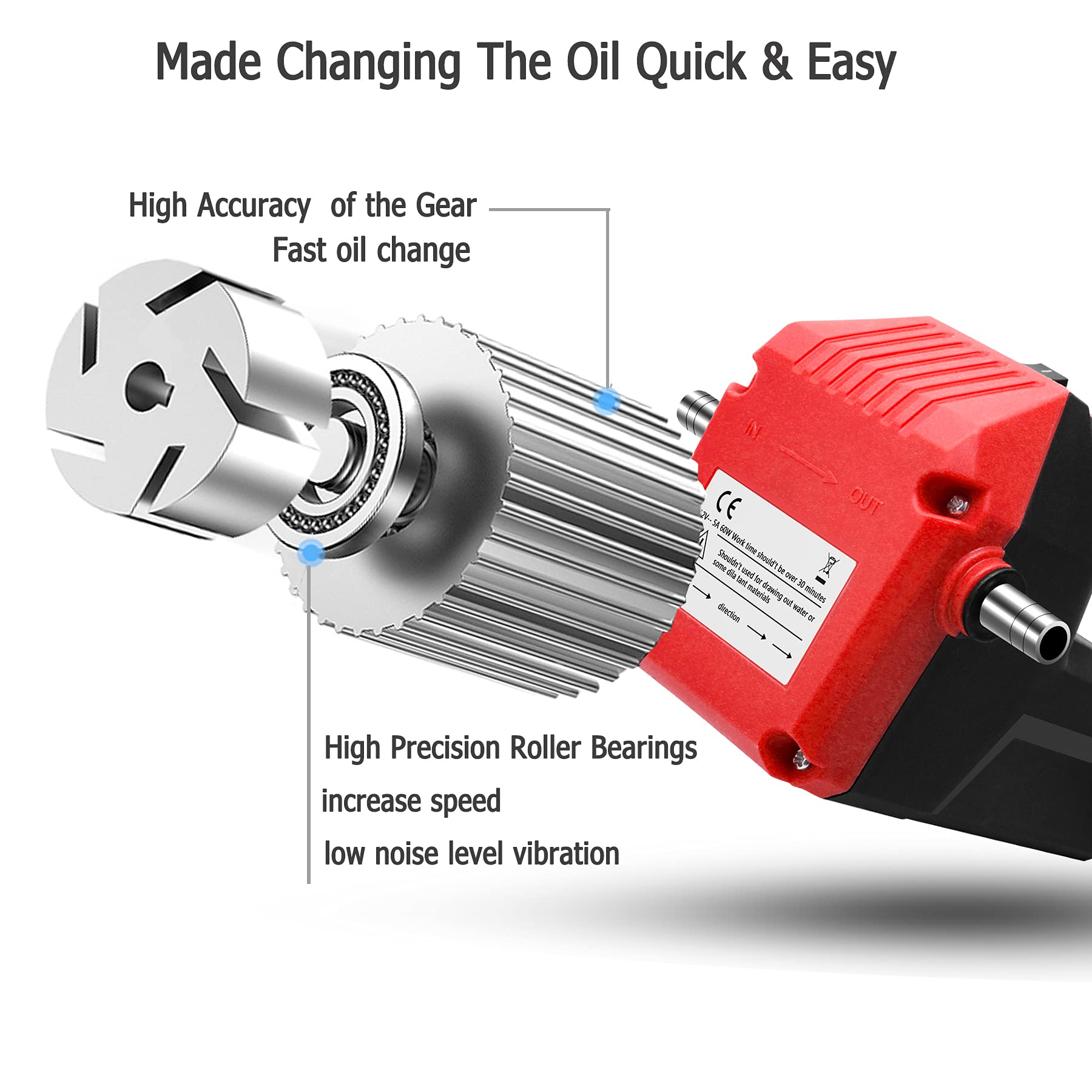 Icepark 12V 60W Electric Oil Pump - Oil Extractor & Transfer Pump for Cars, Motorcycles, RVs, Boats - Red Color