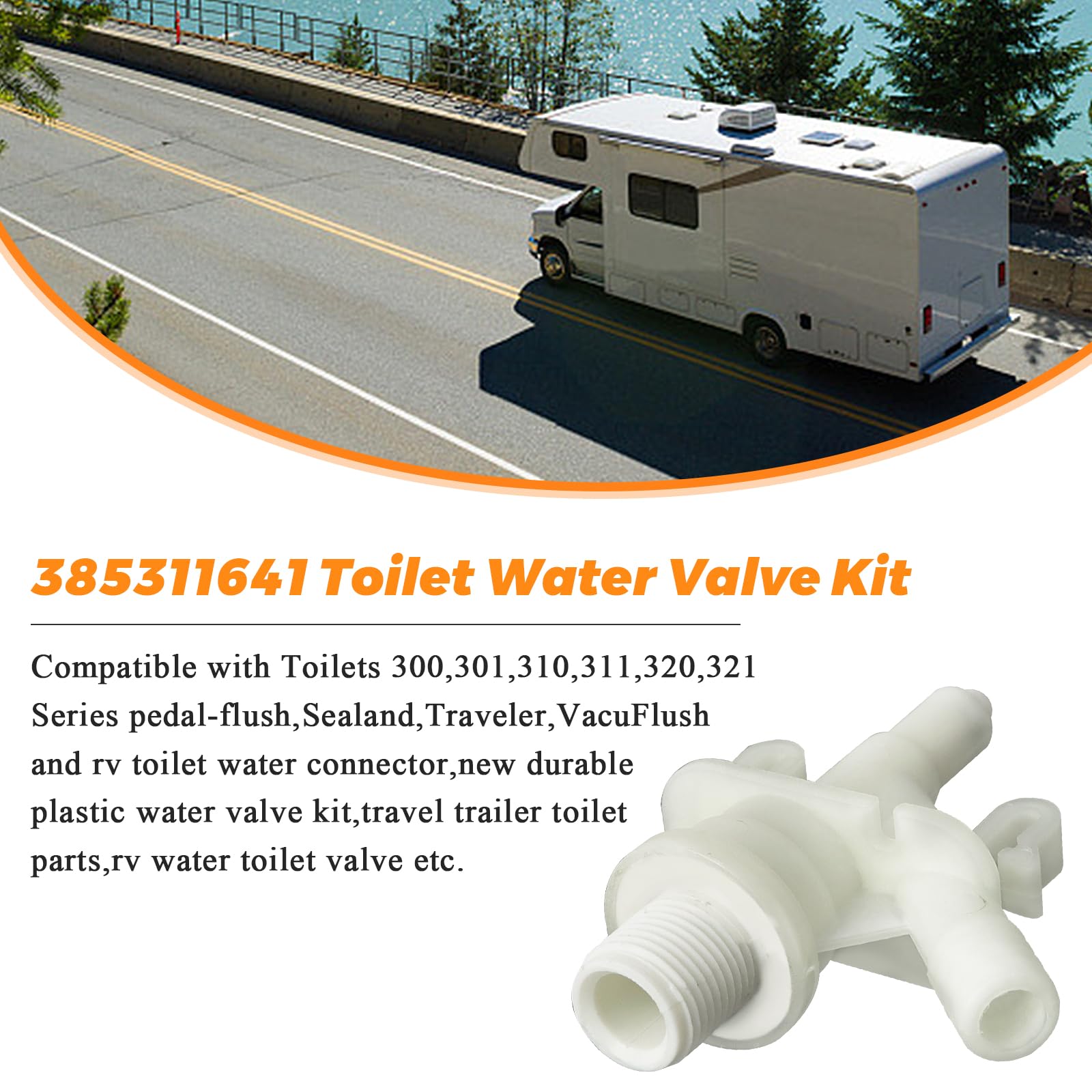 Upgraded 385311641 RV Toilet Water Valve 385311658 Flush Ball Seal by Blutoget- Fit for Sealand Dometic 300, 310, 311, 320, 321