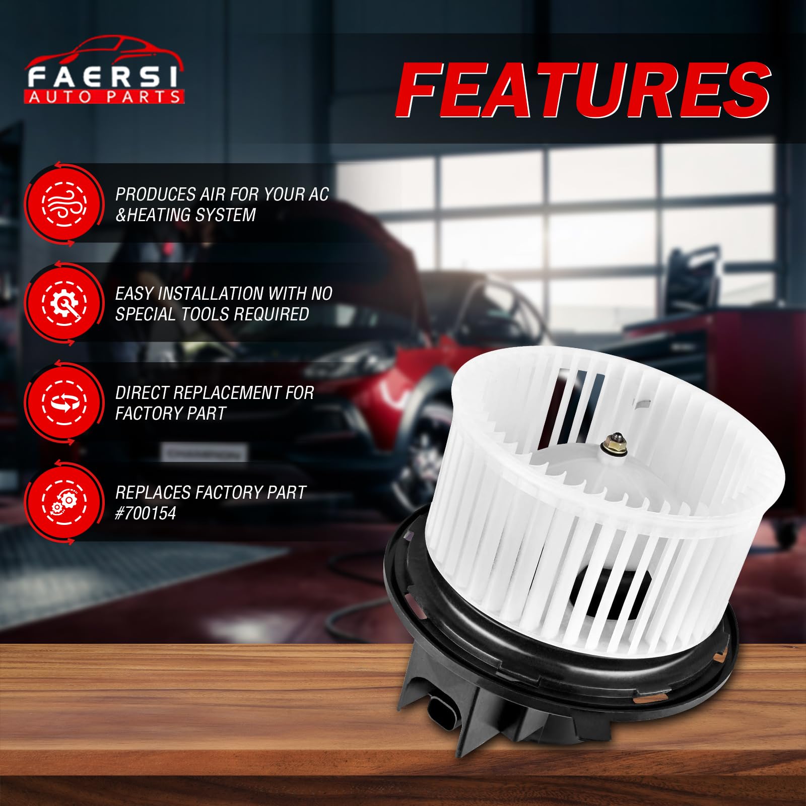 Faersi A/C Heater Blower Motor With Fan Cage Compatible With Jeep Wrangler 2002-2006, Jeep Liberty 2002-2007 Hvac Blower Motor A