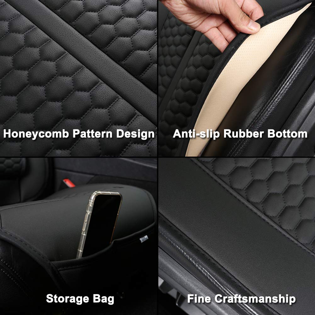 Black Panther Car Seats Covers, 1 Pair Universal Sideless Driver Seat Protectors, With Lumbar Support And Headrest Cover (Black)