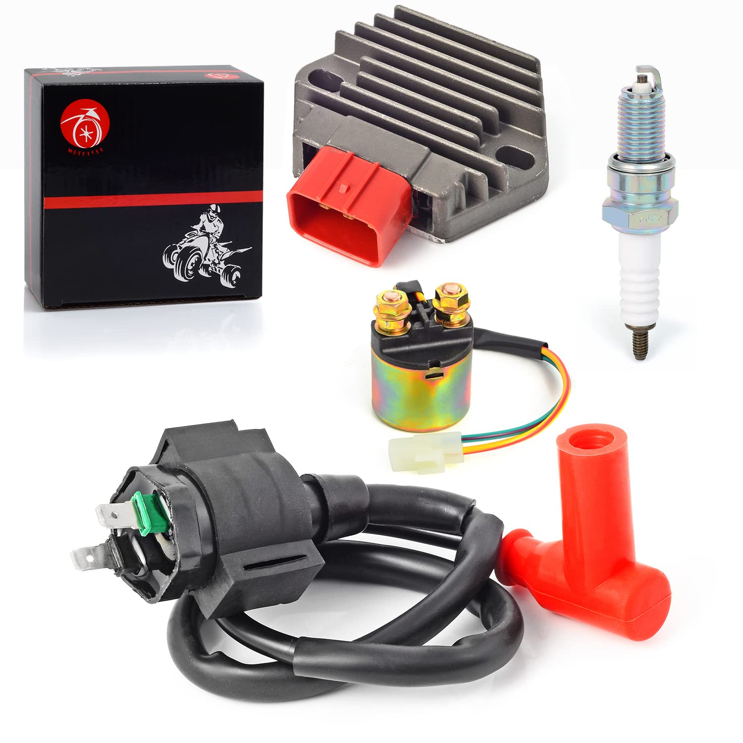 Regulator Rectifier & Relay Ignition Coil Spark Plug Kit For Honda 2000-2006 Rancher 350 350Es 350S 1998-2001 Foreman 450 Trx450