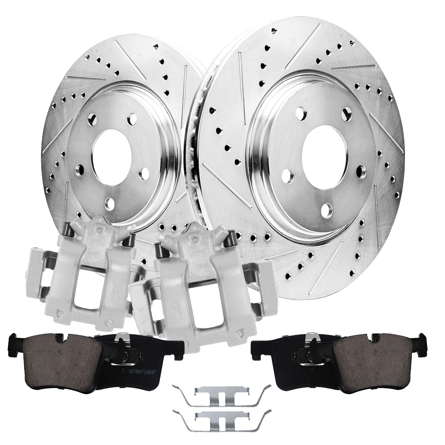 Detroit Axle - Front Drilled Brake Rotors Ceramic Brake Pads w/Hardware Calipers Replacement for 428i 430i xDrive Gran Coupe - 6