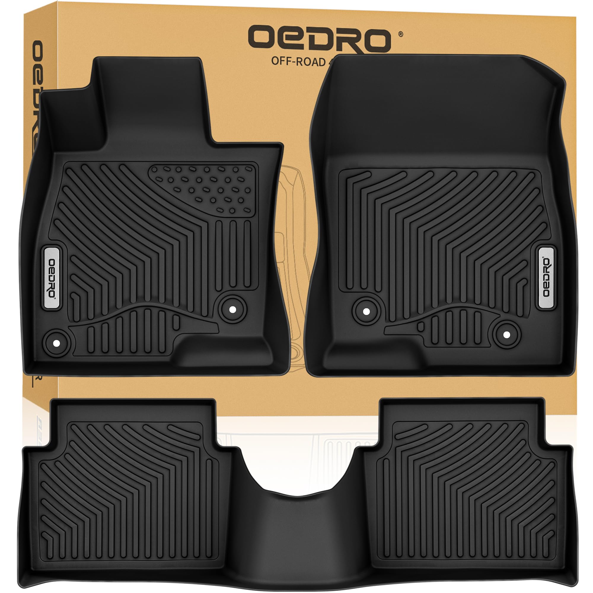 Oedro Floor Mats Fit For 2014-2018 Mazda 3 Sedan/Hatchback, Unique Black Tpe All-Weather Guard Includes 1St And 2Nd Row: Front,