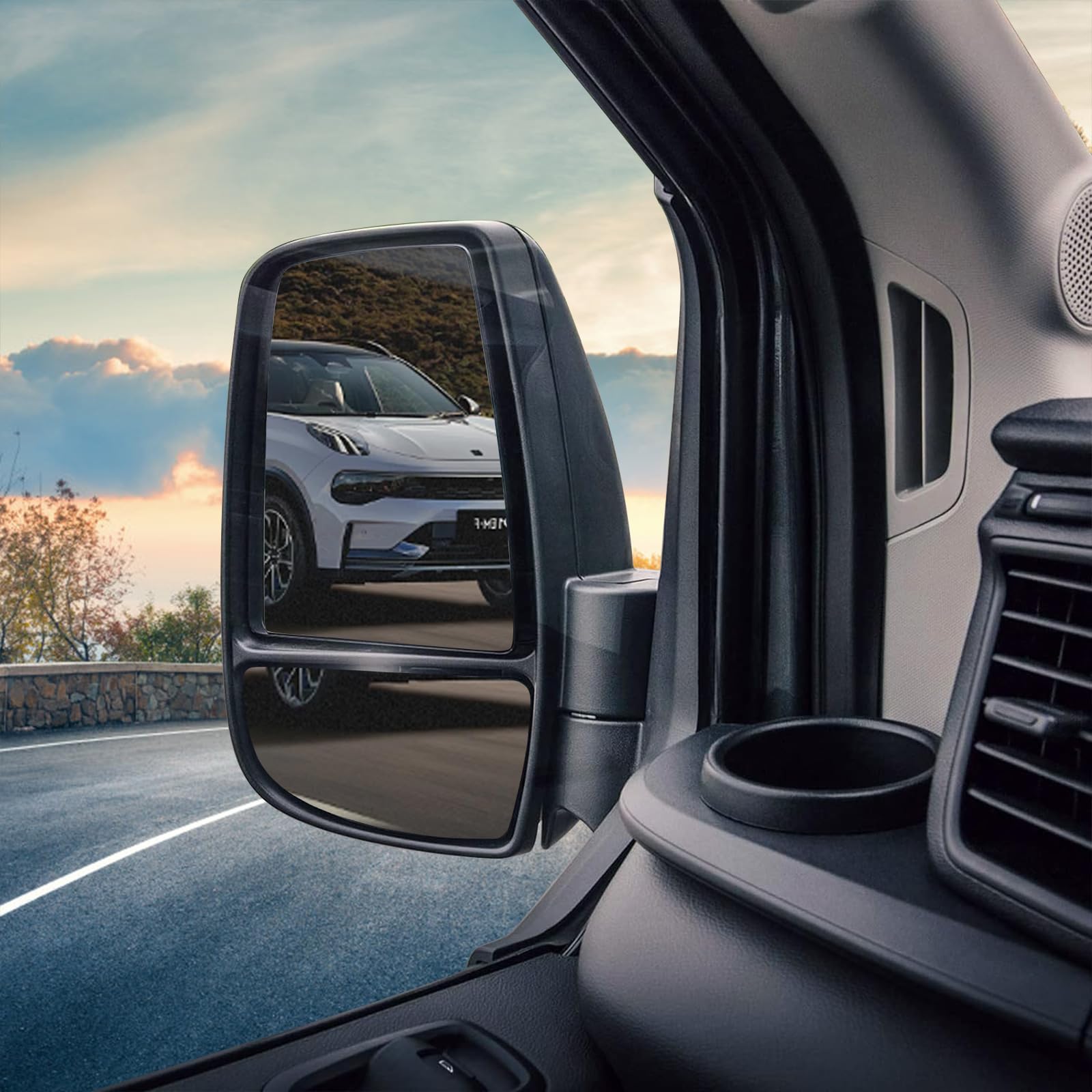 TOP-MAX Driver Left Side Lower Mirror Glass fit Ford Transit T150 250 350 2015 2016 2017 2018 2019 2020 2021 2022 2023 MK8, Left