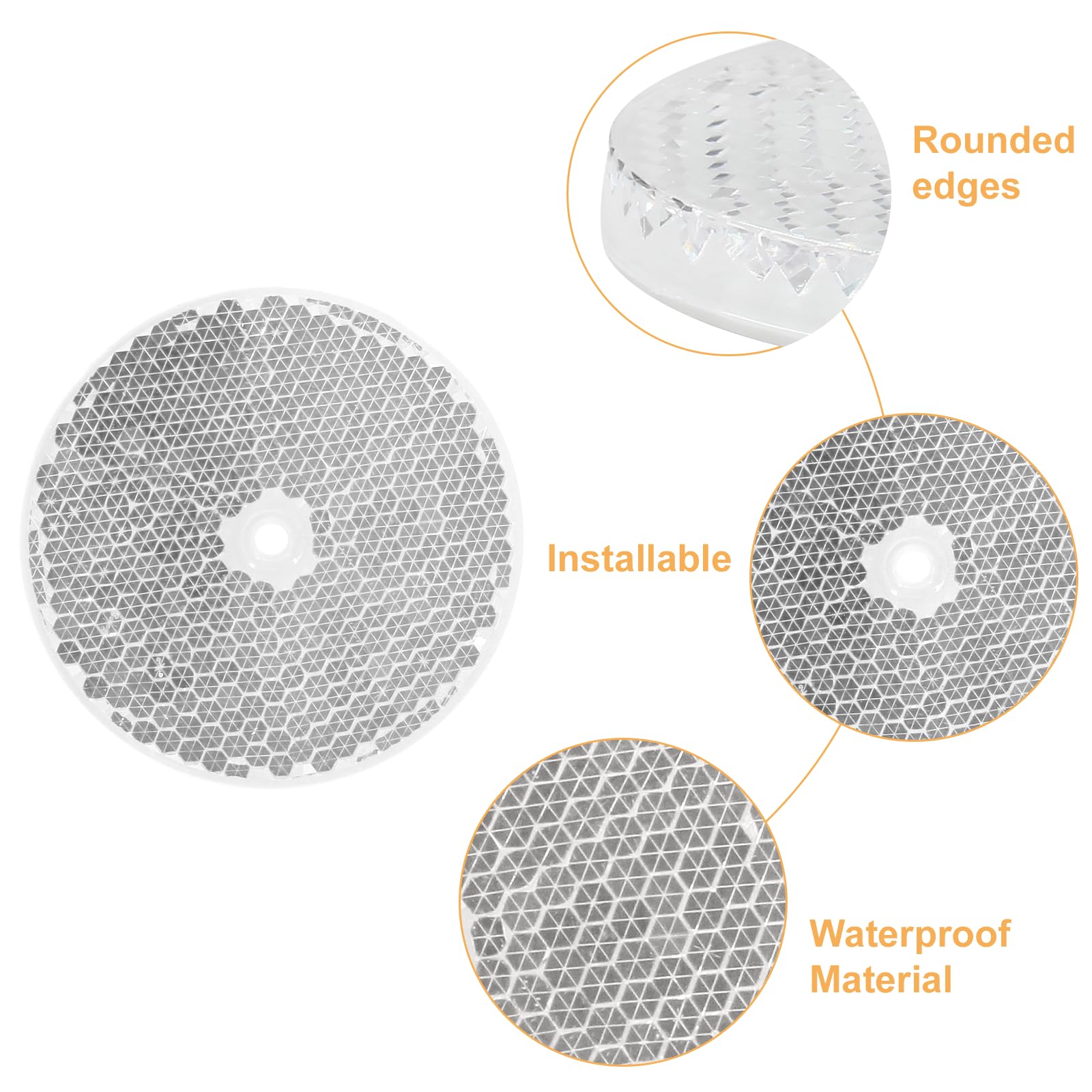 Unlorspy 10 Pcs White Front Reflector 80Mm Dia Round Reflector With Center Mounting Hole For Cars, Trailer, Trucks, Dirt Bike And Boat