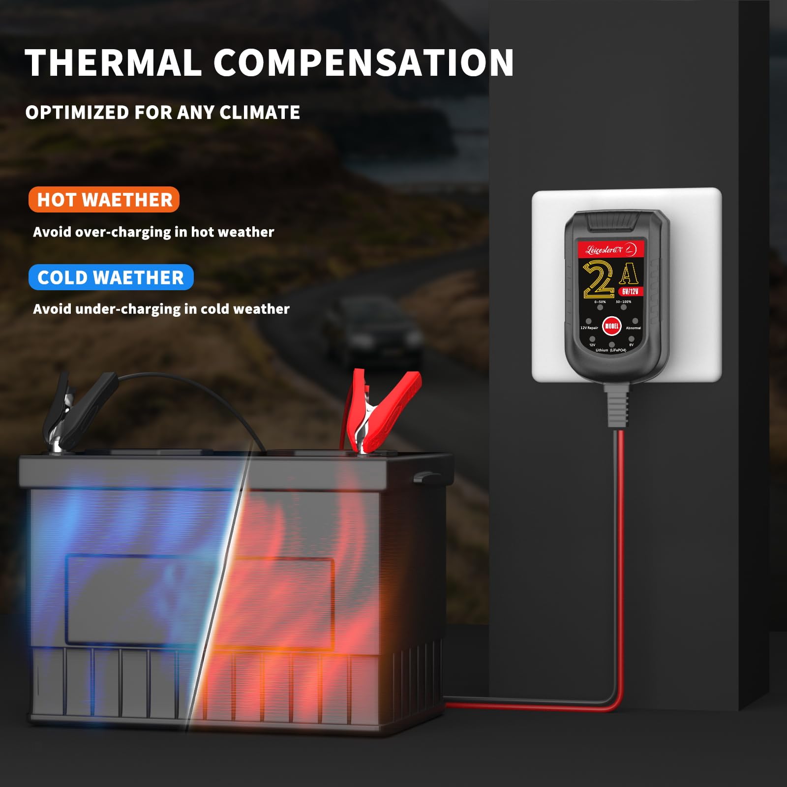 Lst 2A Trickle Battery Charger Automatic Maintainer 6V 12V Smart Float Charger For Automotive Car Motorcycle Lawn Mower Tractor