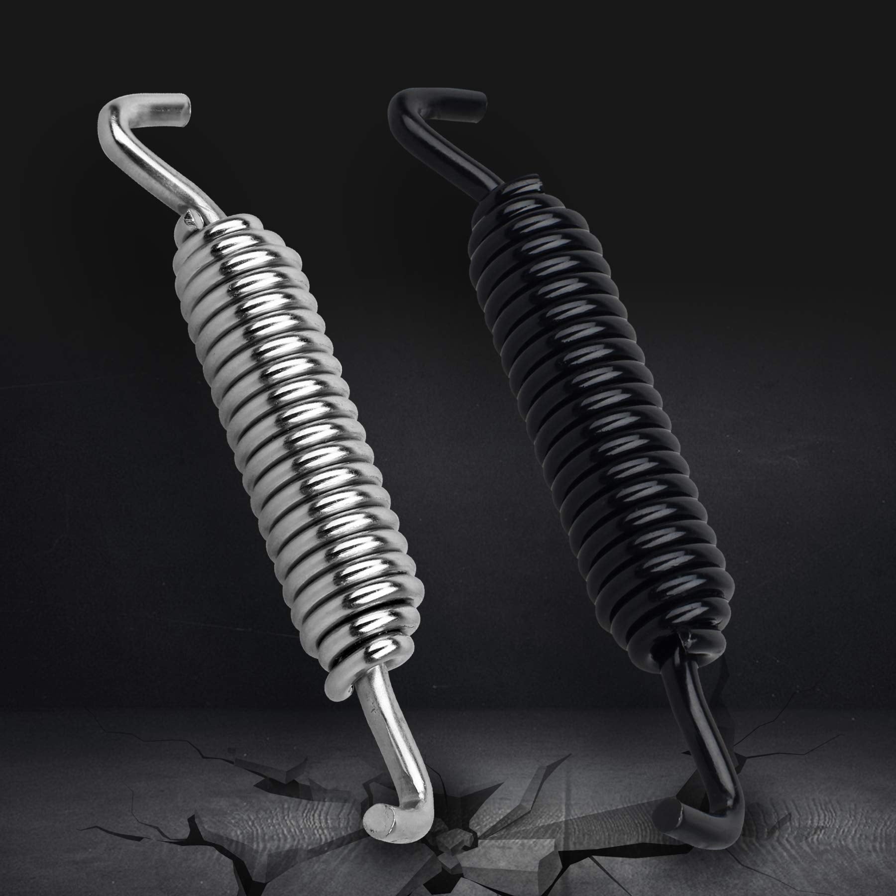 Nthreeauto 2Pcs Motorcycle Kickstand Jiffy Stand Spring Compatible With Harley Dyna Sportster 883 Road Electra Glide Softail Touring (Chrome+Black)