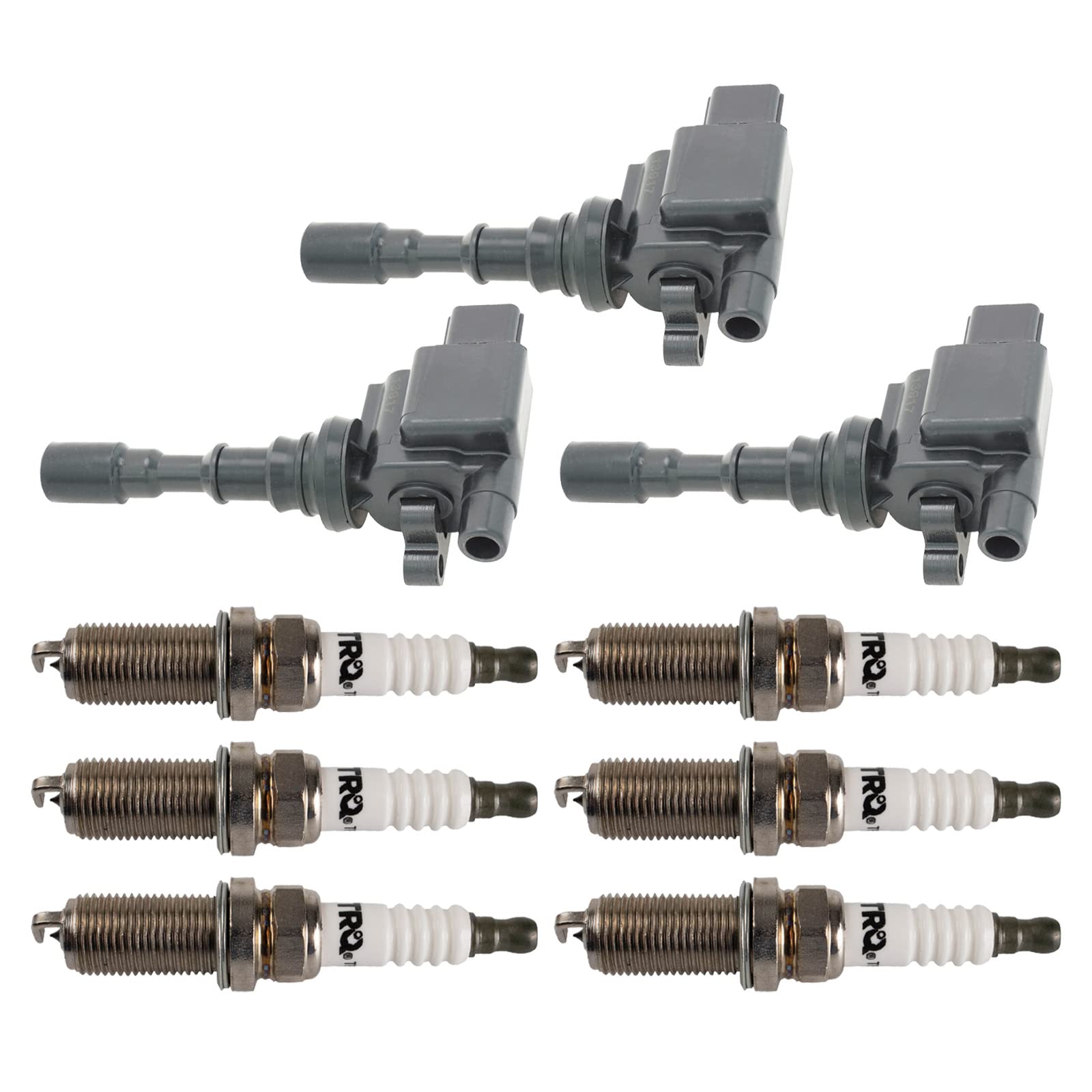 Trq Ignition Kit Ignition Coil Spark Plugs Compatible With 2003-2006 Hyundai Santa Fe 2003-2005 Xg350 2004-2006 Kia Amanti