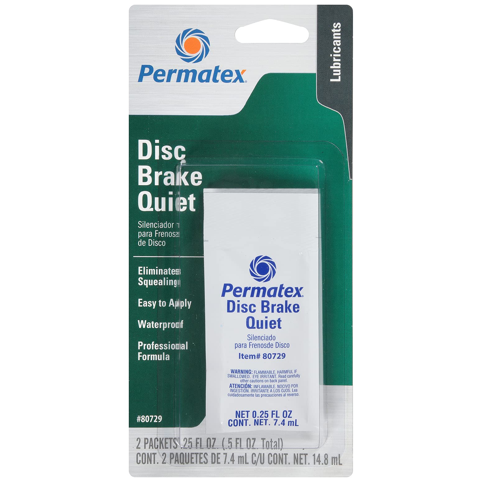 Permatex 80729 Disc Brake Quiet, Two 0.25 oz Pouches , White