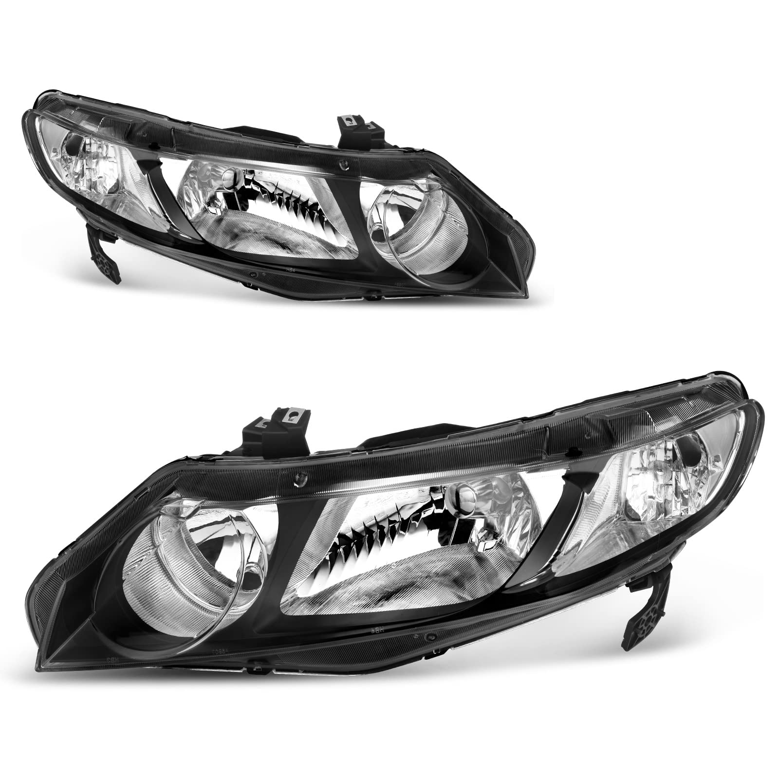 Autosaver88 Headlight Assembly Compatible With 2006 2007 2008 2009 2010 2011 Civic Sedan 4-Door Headlamp Clear Lens