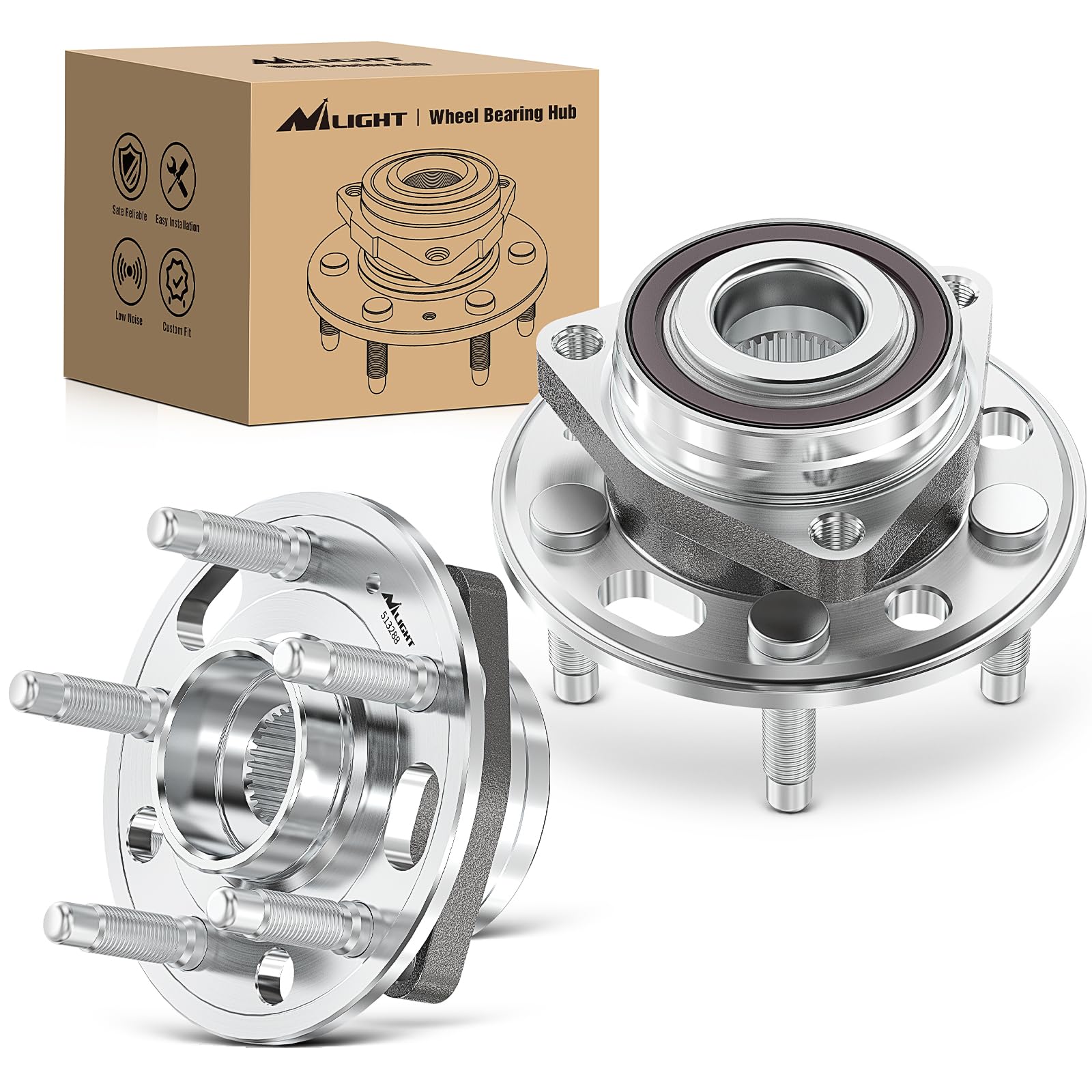 Nilight Front or Rear Wheel Hub Bearing Assembly for Chevy Equinox Impala Malibu, GMC Terrain 2010 2011 2012 2013 2014 2015 2016