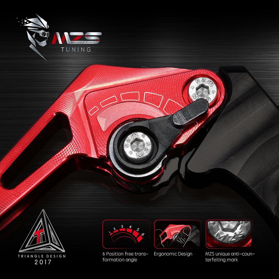 Mzs Red Motorcycle Clutch Brake Levers Short Adjustable Cnc Compatible With Cb1100 Ex 13-17 / Vf750S Sabre 82-86 / Vfr750 91-97