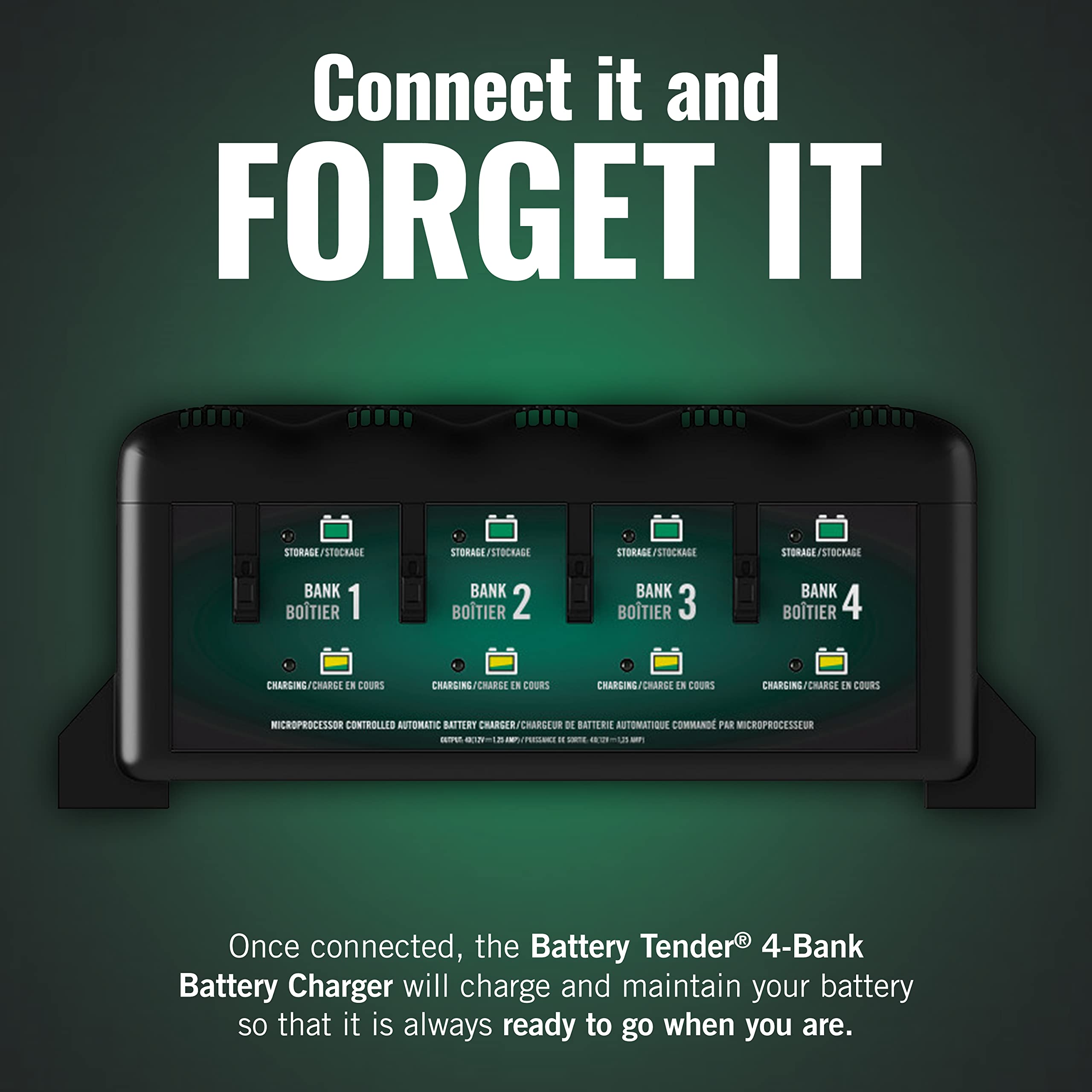 Battery Tender 4 Bank Multibank Charger - 5 Amp (1.25 Amps Per Bank) - Smart 12V Multi Battery Charger And Maintainer - 022-0148