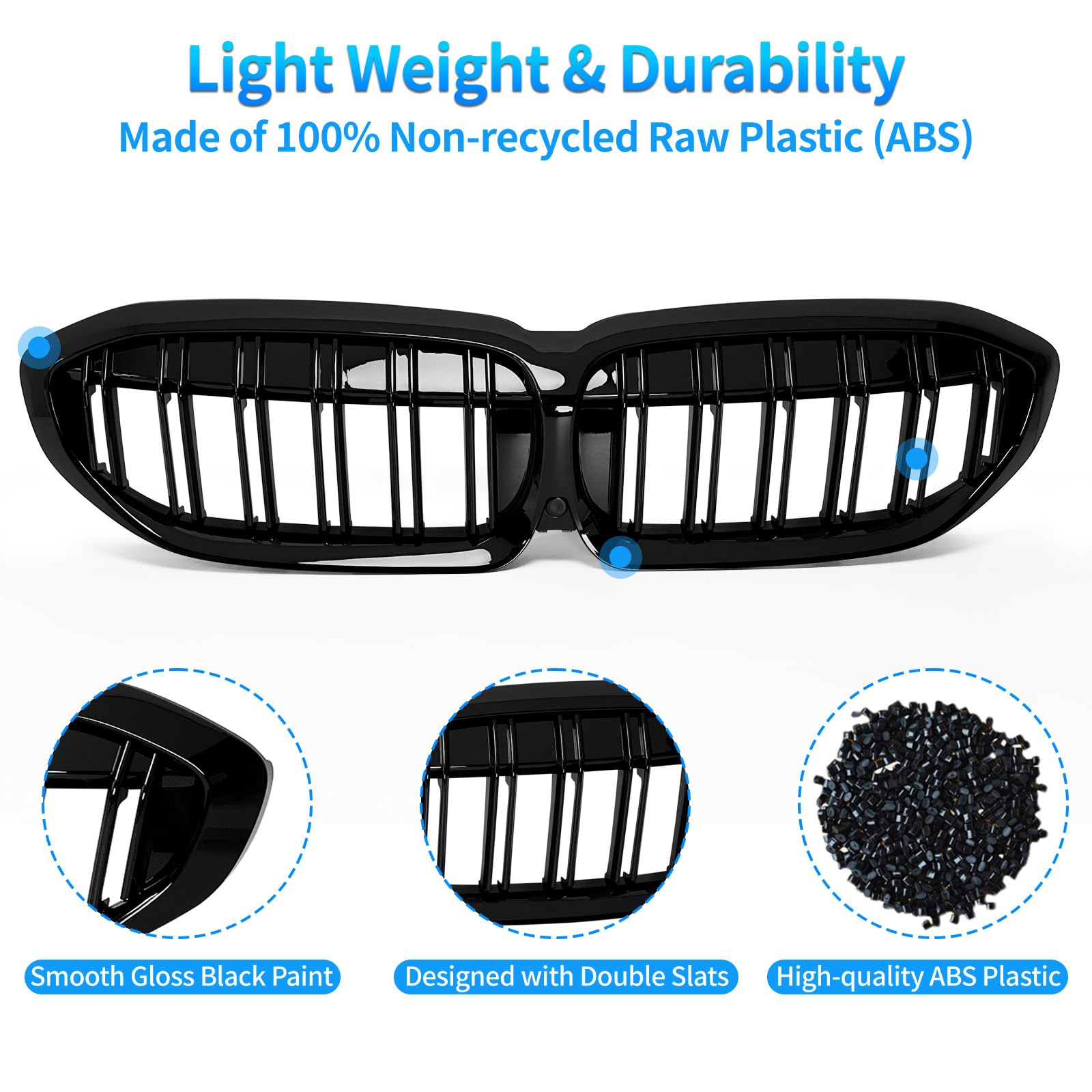 Zealhot G20 Grill Gloss Black Front Kidney Grille For Bmw 2019-2022 3 Series G20 316I 318I 320I 328I 330I 335I 340I (Gloss Black