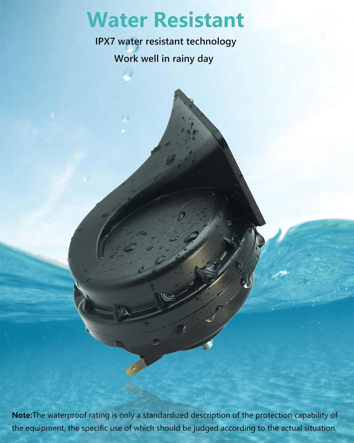 Neoget Car Horn 12V Low Tone 410Hz, Loud Waterproof Electric Single Bass Pitch Horn, 128Db Universal Fit 12 Volt Vehicle Auto Tr