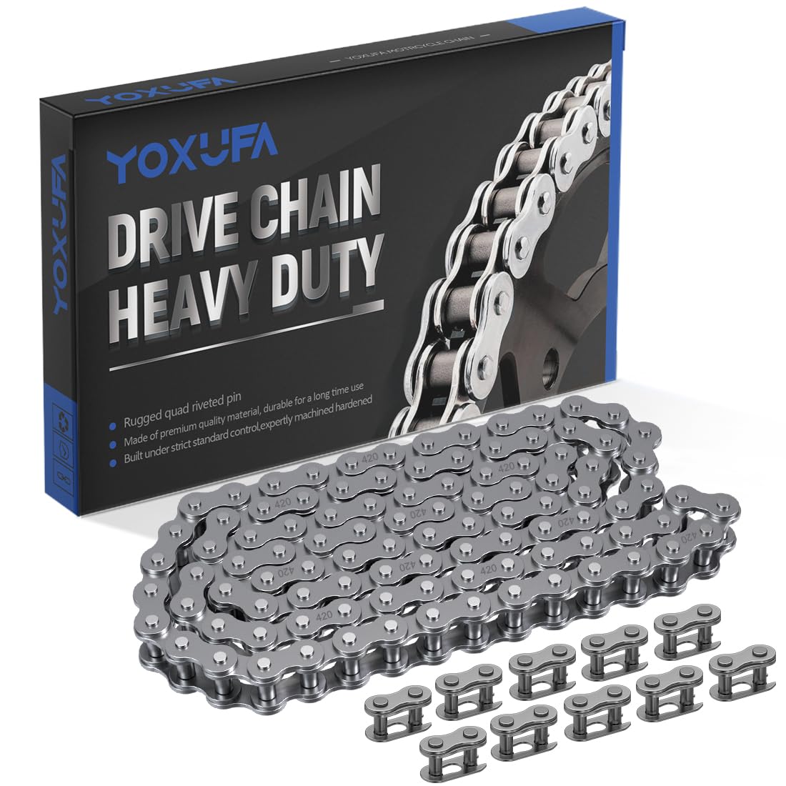 YOXUFA 420 Chain 102 Links for CRF50 XR50 PW80 SSR Tao Tao Coolster 110cc 125cc Pit Dirt Bike 4 Wheeler ATV Quad Kazuma Baja Ice